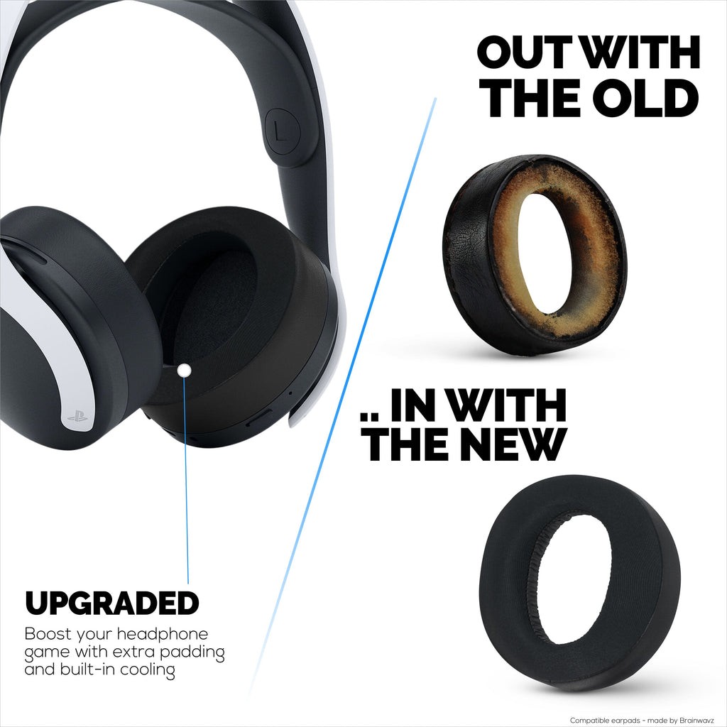 Hybrid Earpads for Sony PS5 PULSE 3D Headphones, Cool Gel, Super Soft Fabric, PU Leather & Thicker Memory Foam