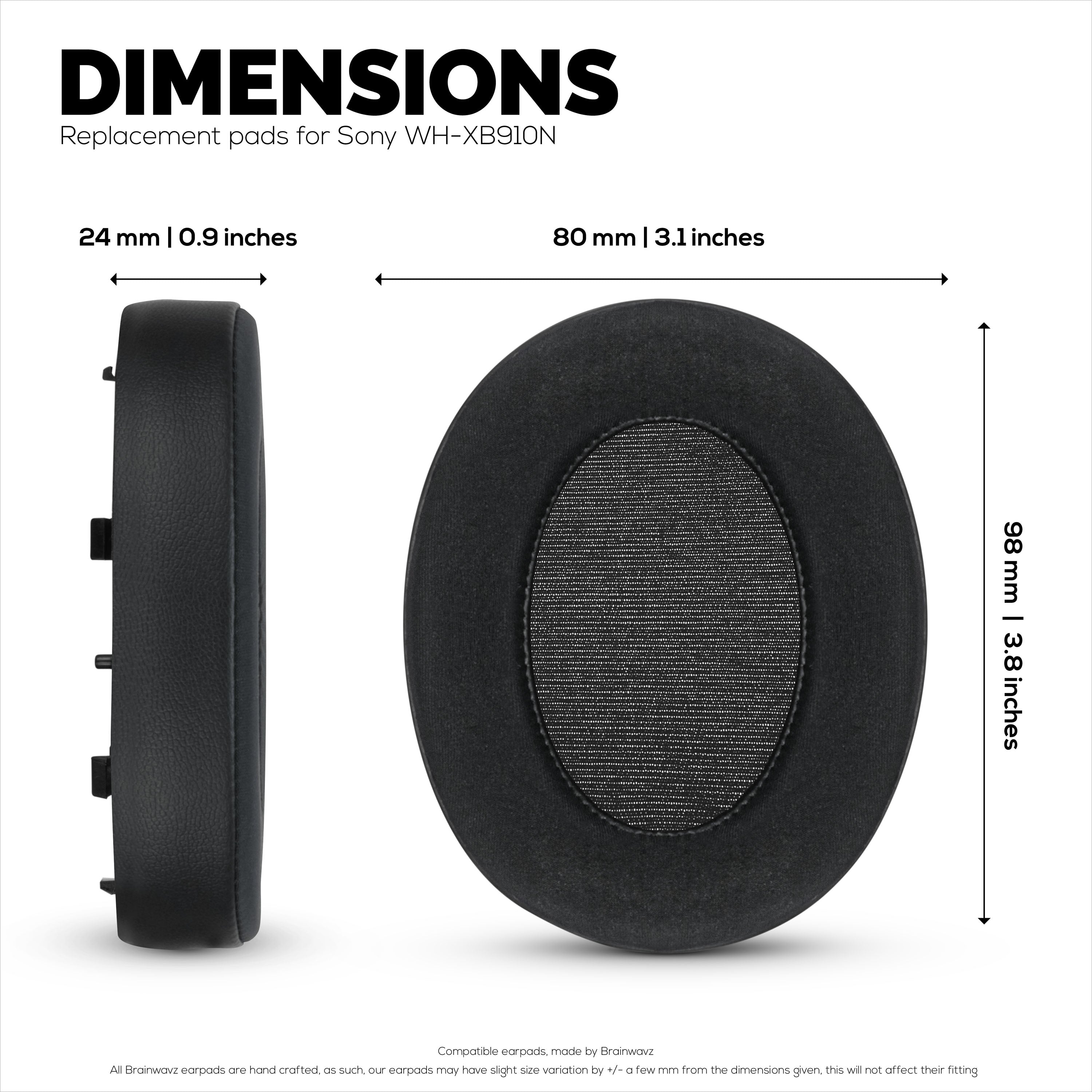 Hybrid Earpads for Sony WH-XB910N Headphones, Cool Gel, Super Soft Fabric, PU Leather & Thicker Memory Foam