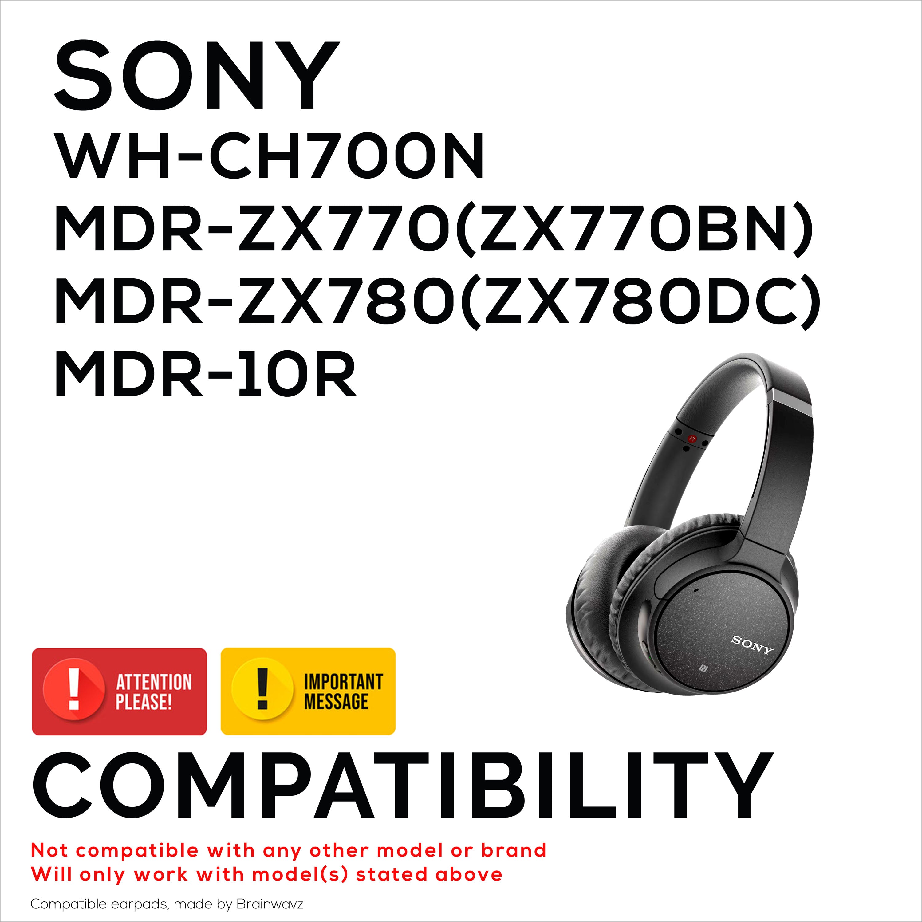 Replacement Earpads for Sony WH-CH700N, MDR-ZX770 (ZX770BN), MDR-ZX780 (ZX780DC) & MDR-10R Headphones, PU Leather, Memory Foam