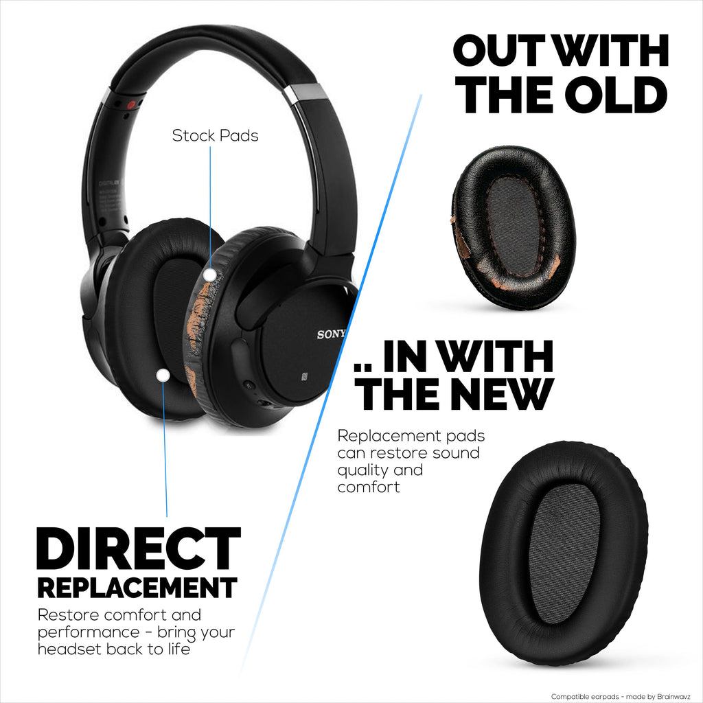 Replacement Earpads for Sony WH-CH700N, MDR-ZX770 (ZX770BN), MDR-ZX780 (ZX780DC) & MDR-10R Headphones, PU Leather, Memory Foam