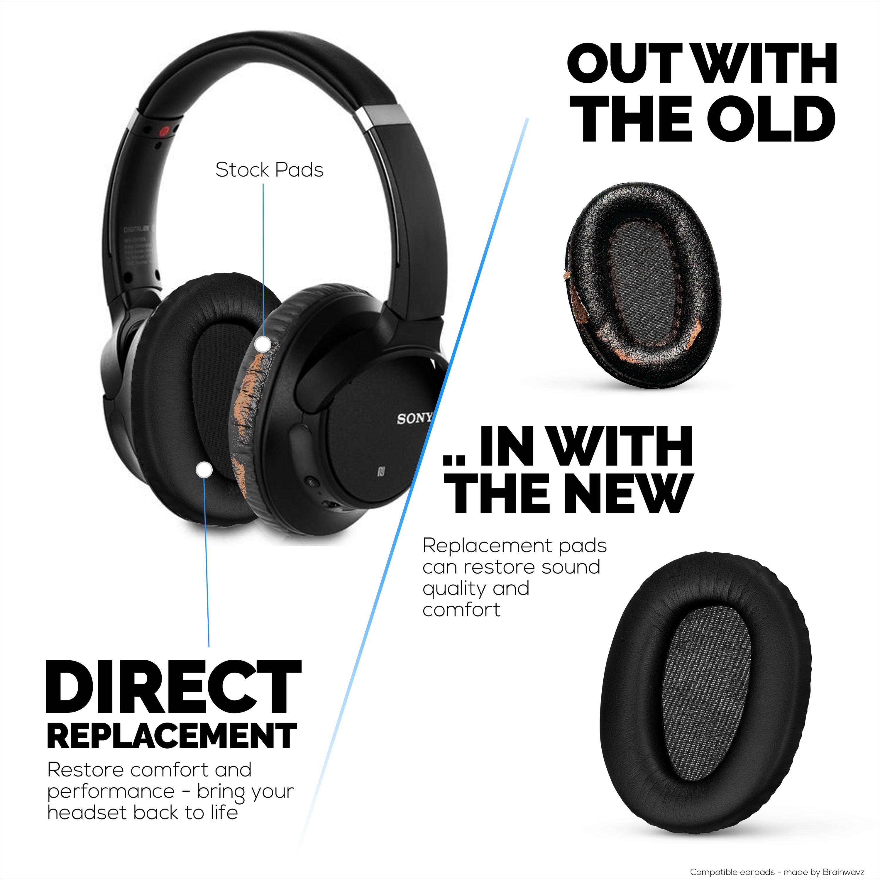 Replacement Earpads for Sony WH-CH700N, MDR-ZX770 (ZX770BN), MDR-ZX780 (ZX780DC) & MDR-10R Headphones, PU Leather, Memory Foam