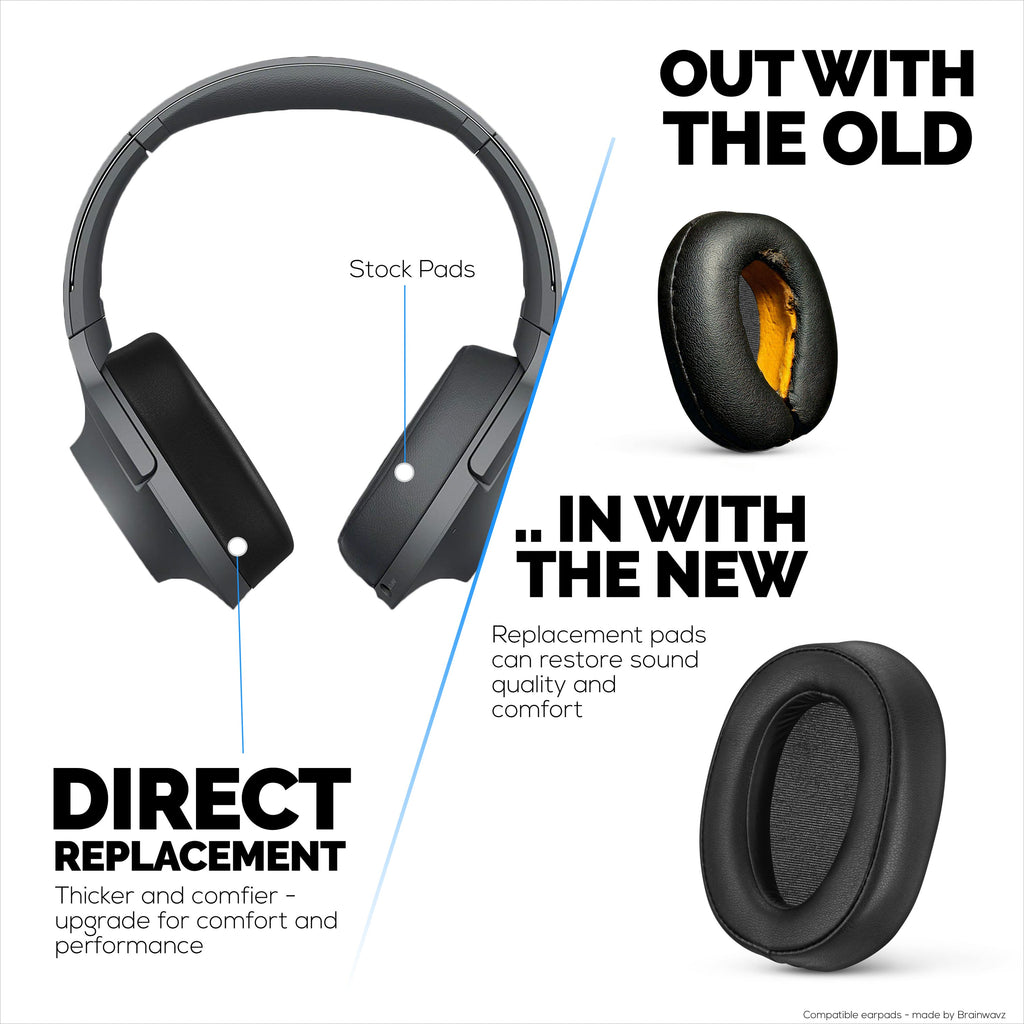 Replacement Earpads for Sony WH-H900N & MDR-100ABN Headphones, PU Leather, Memory Foam