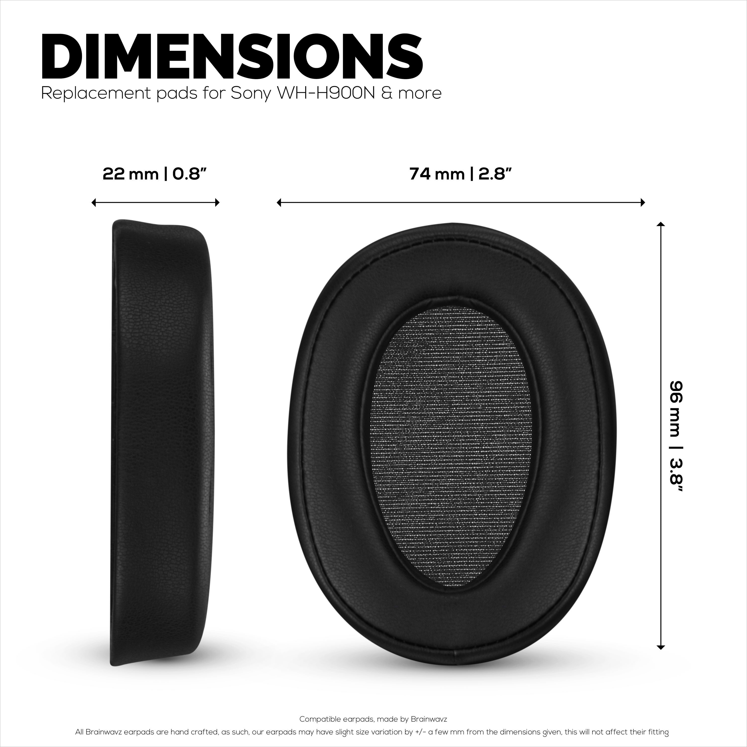 Replacement Earpads for Sony WH-H900N & MDR-100ABN Headphones, PU Leather, Memory Foam