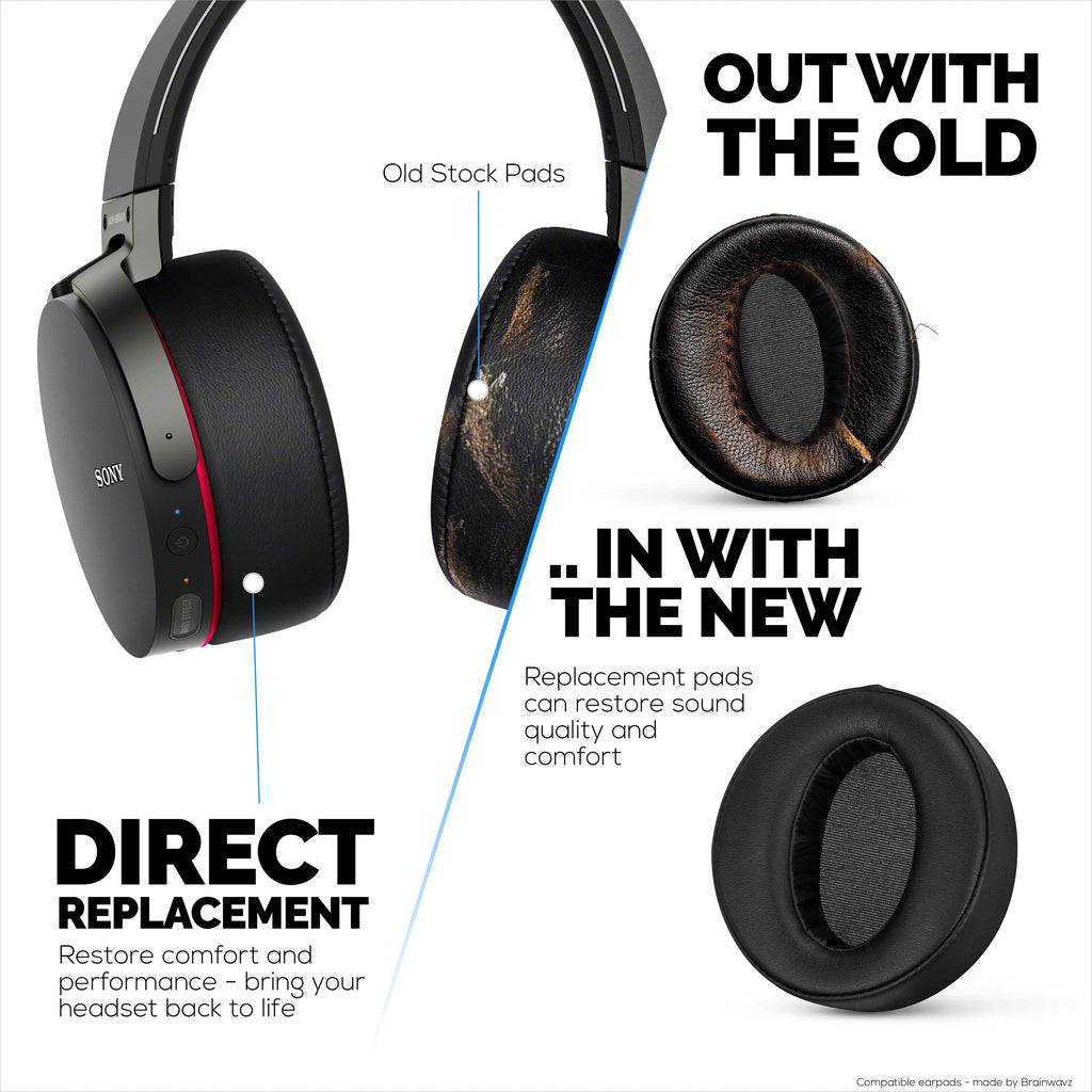 Replacement Earpads for Sony MDR-XB950BT, XB950N1, XB950B1, XB950AP & XB950/H Headphones, PU Leather, Memory Foam
