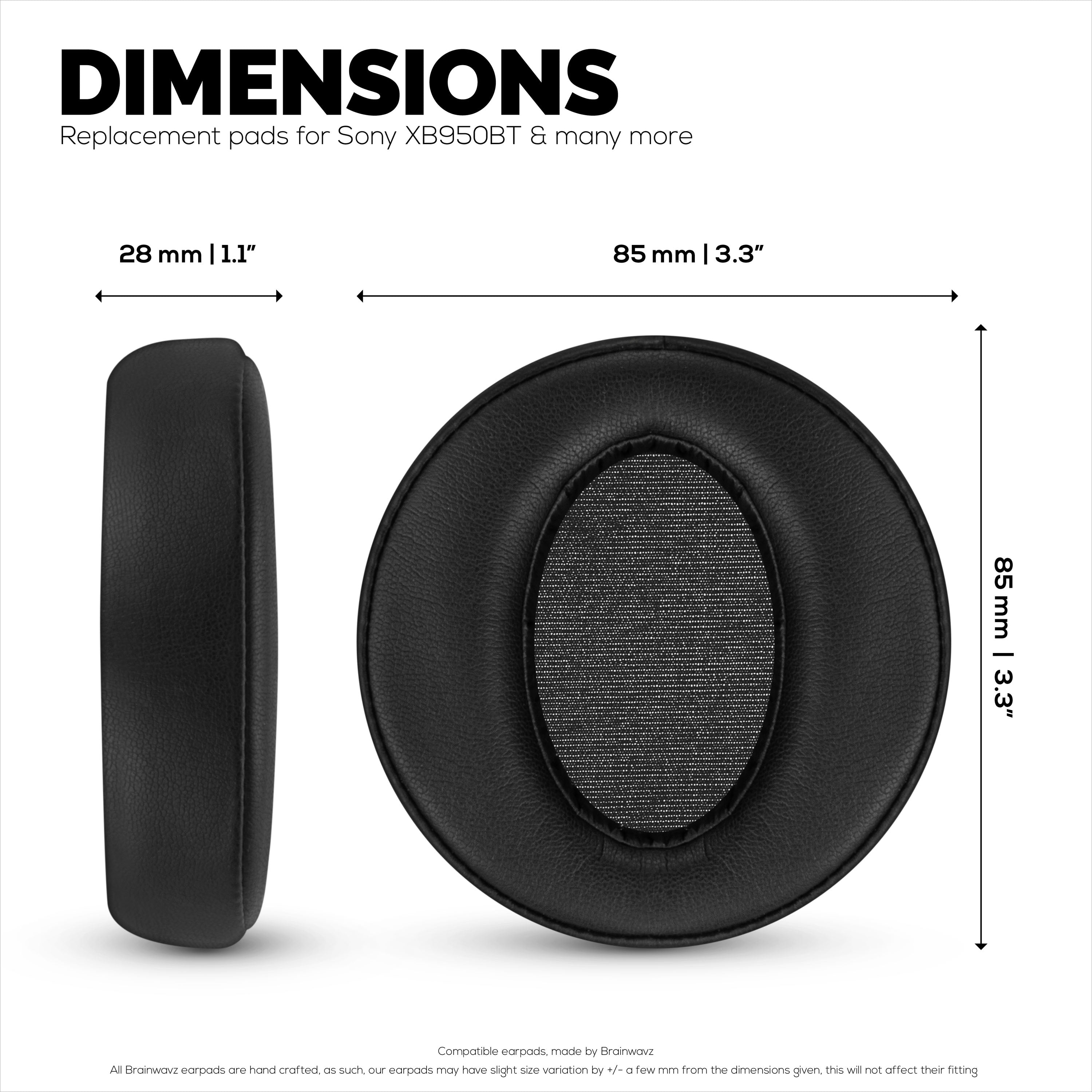 Replacement Earpads for Sony MDR-XB950BT, XB950N1, XB950B1, XB950AP & XB950/H Headphones, PU Leather, Memory Foam