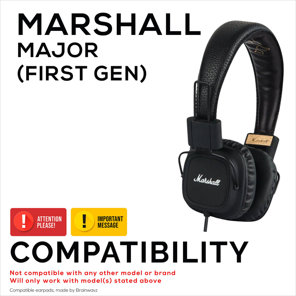 Replacement Earpads for Marshall Major (1st Gen) Headphones, PU Leather, Soft Foam for Extra Comfort, Upgraded, Durable & Long Lasting Ear Cushions