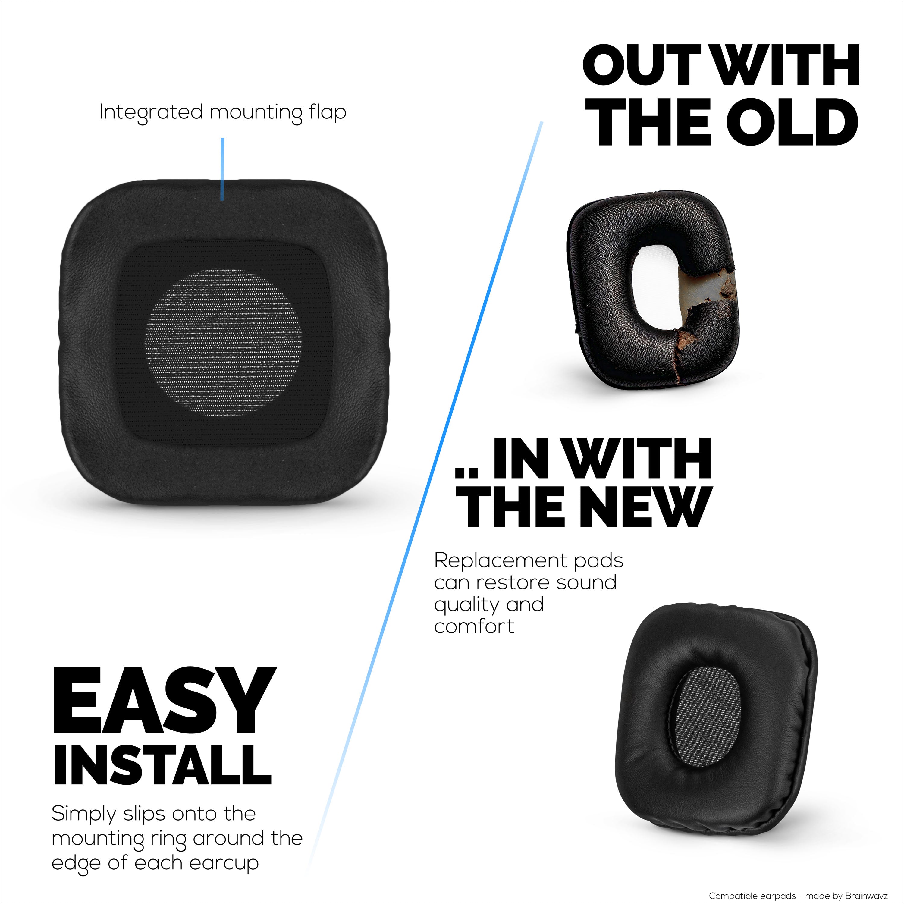 Replacement Earpads for Marshall Major (1st Gen) Headphones, PU Leather, Soft Foam for Extra Comfort, Upgraded, Durable & Long Lasting Ear Cushions