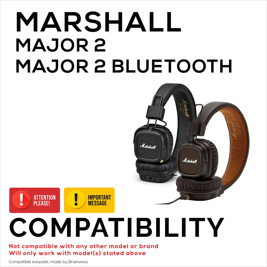 Replacement Earpads for Marshall Major 2 Headphones, PU Leather, Memory Foam for Extra Comfort, Upgraded, Durable & Long Lasting Ear Cushions
