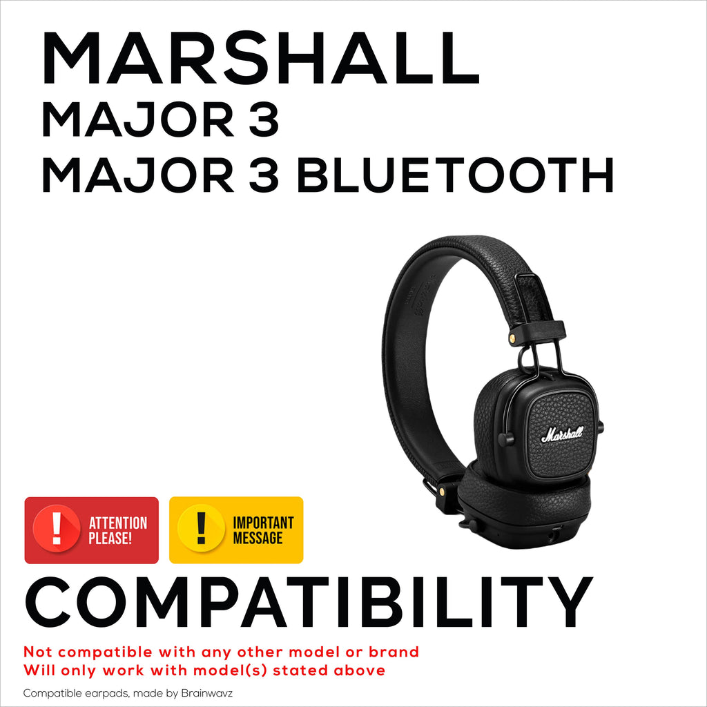 Replacement Earpads for Marshall Major 3 Headphones, PU Leather, Memory Foam for Extra Comfort, Upgraded, Durable & Long Lasting Ear Cushions