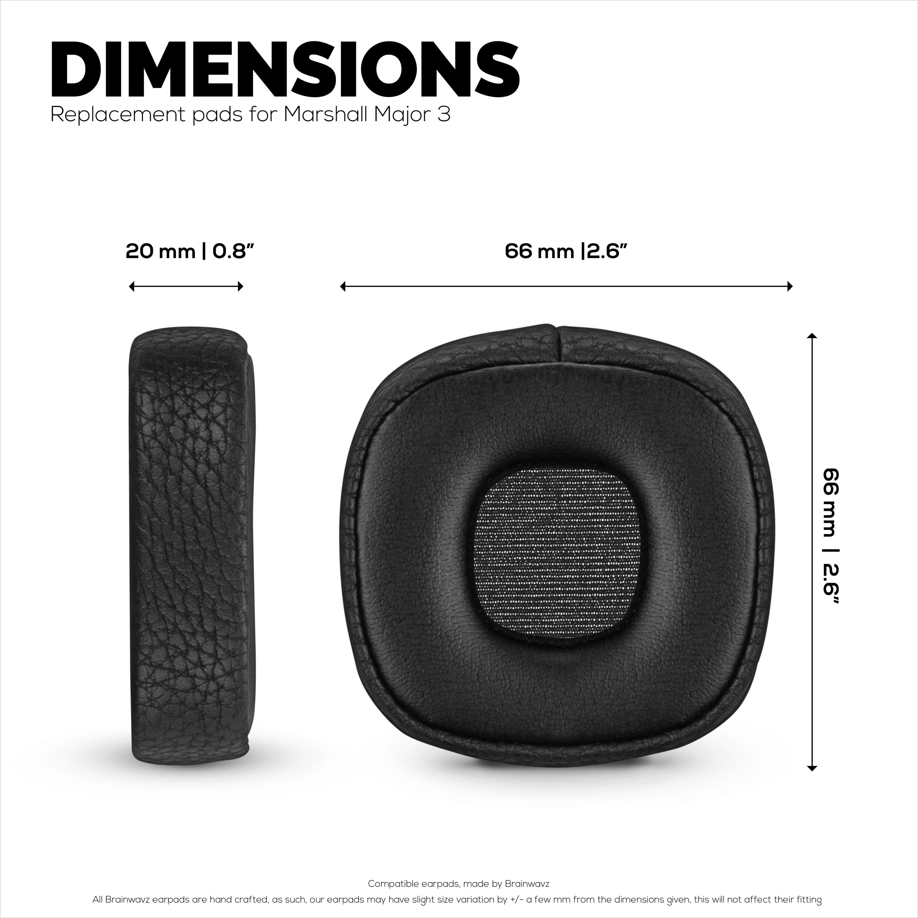 Replacement Earpads for Marshall Major 3 Headphones, PU Leather, Memory Foam for Extra Comfort, Upgraded, Durable & Long Lasting Ear Cushions