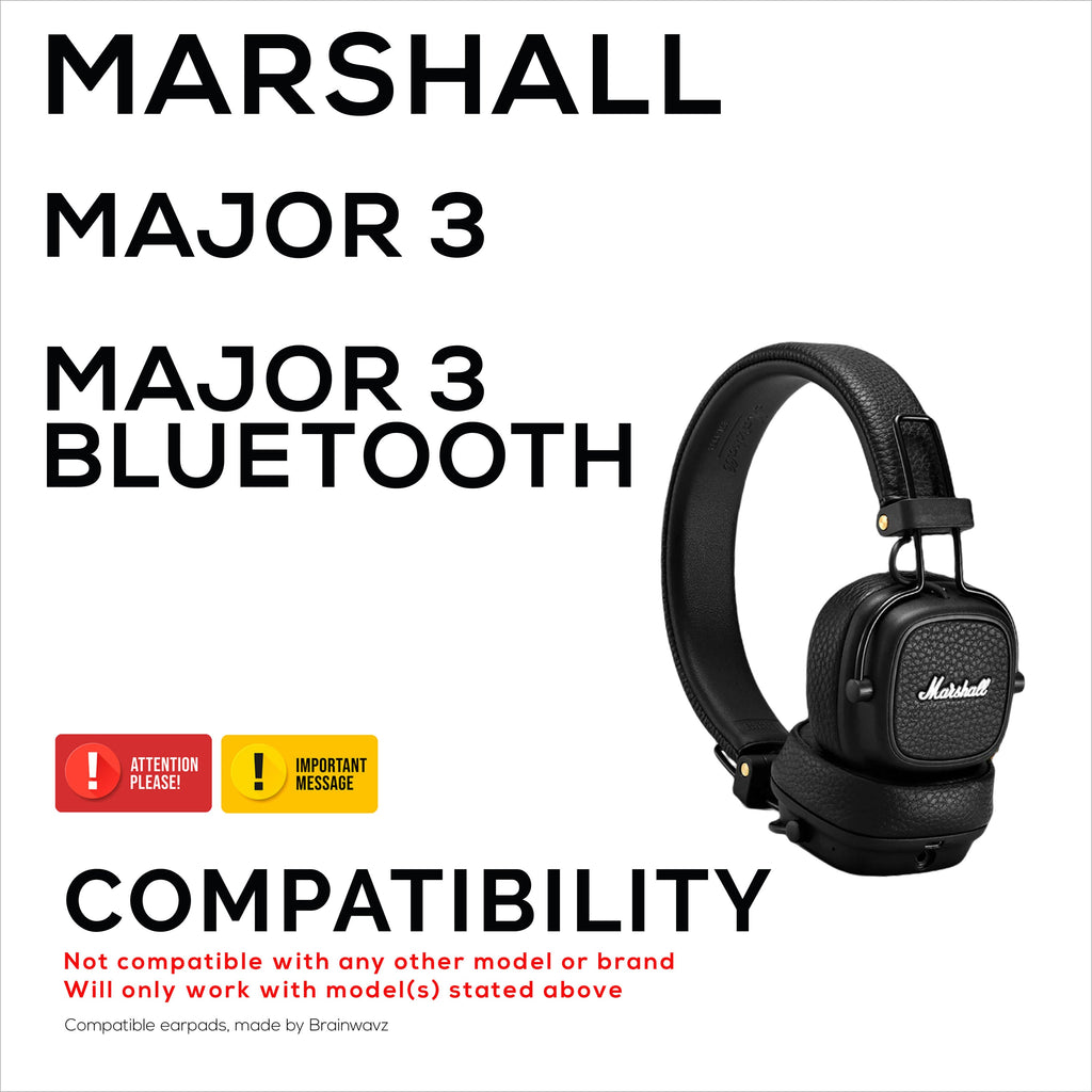 Hybrid Earpads for Marshall Major 3 Headphones, Cool Gel, PU Leather & Thicker Memory Foam For Additional Comfort