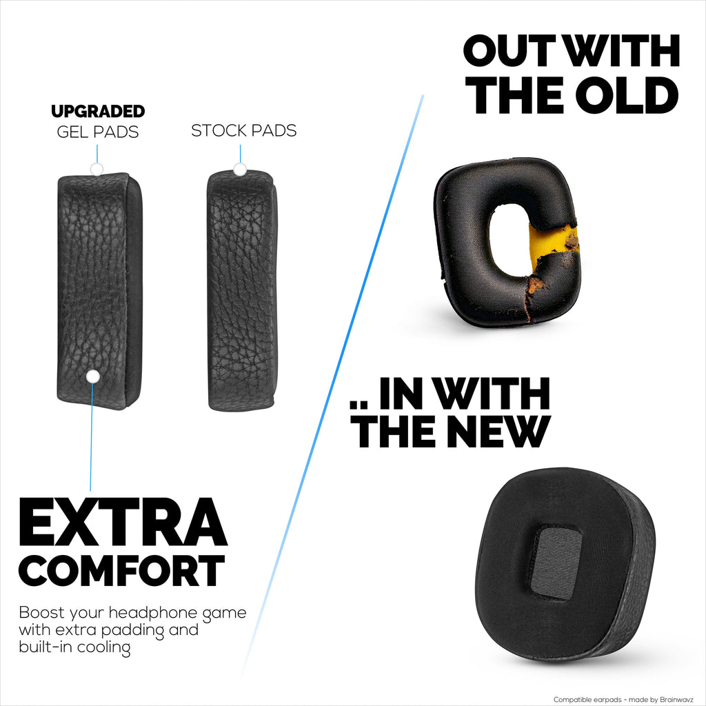 Hybrid Earpads for Marshall Major 3 Headphones, Cool Gel, PU Leather & Thicker Memory Foam For Additional Comfort