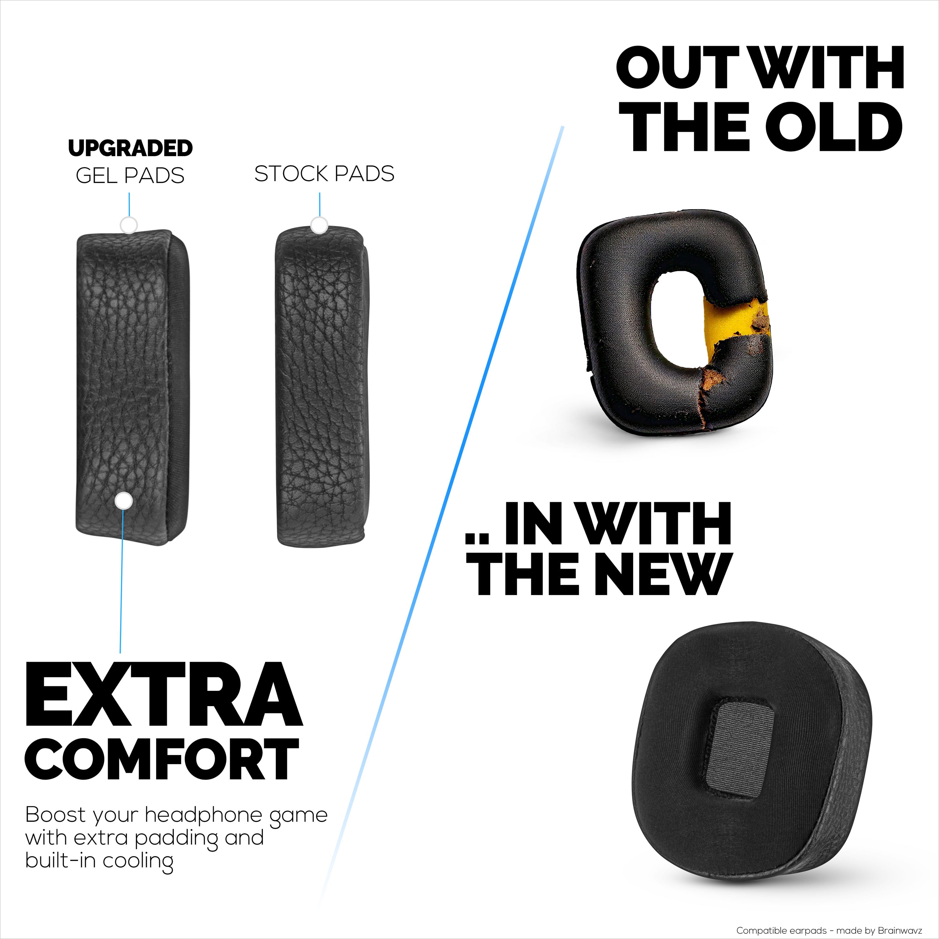 Hybrid Earpads for Marshall Major 3 Headphones, Cool Gel, PU Leather & Thicker Memory Foam For Additional Comfort