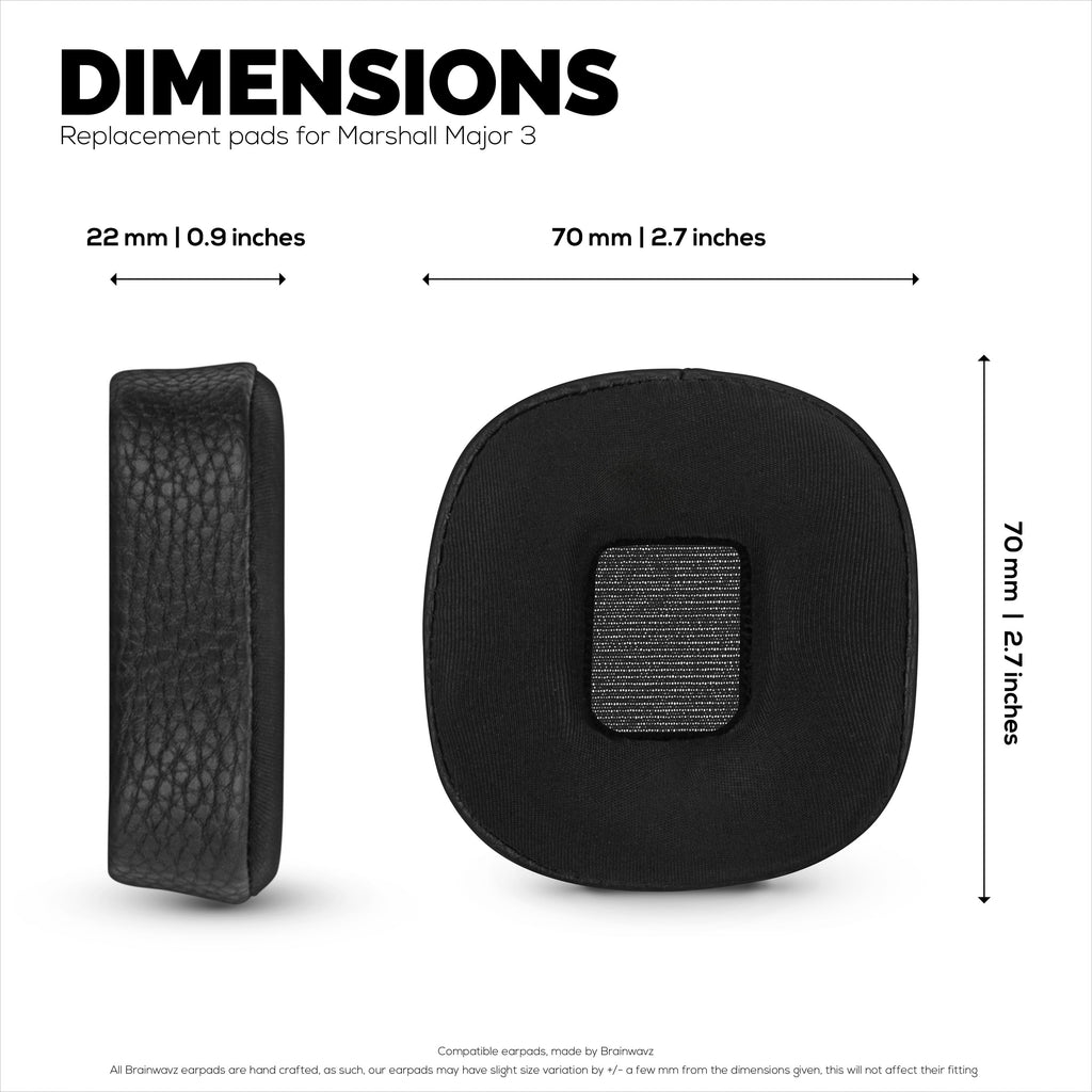 Hybrid Earpads for Marshall Major 3 Headphones, Cool Gel, PU Leather & Thicker Memory Foam For Additional Comfort