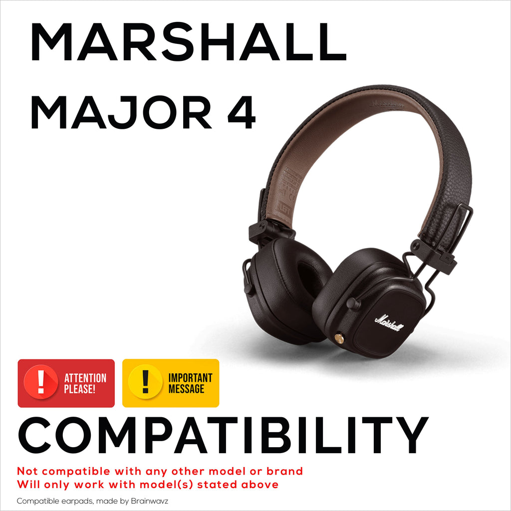 Replacement Earpads for Marshall Major 4 Headphones, PU Leather, Memory Foam for Extra Comfort, Upgraded, Durable & Long Lasting Ear Cushions