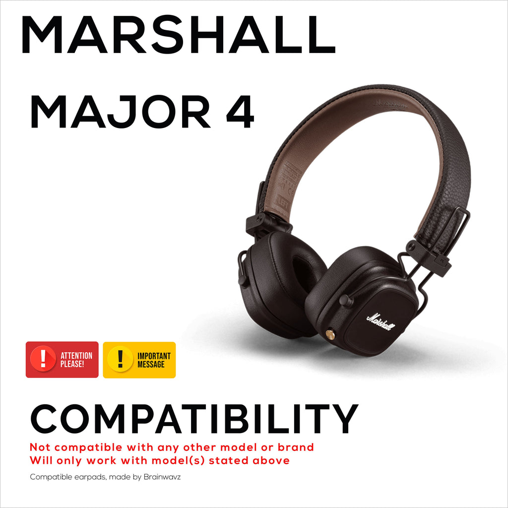 Hybrid Earpads for Marshall Major 4 Headphones, Cool Gel, PU Leather & Thicker Memory Foam For Additional Comfort