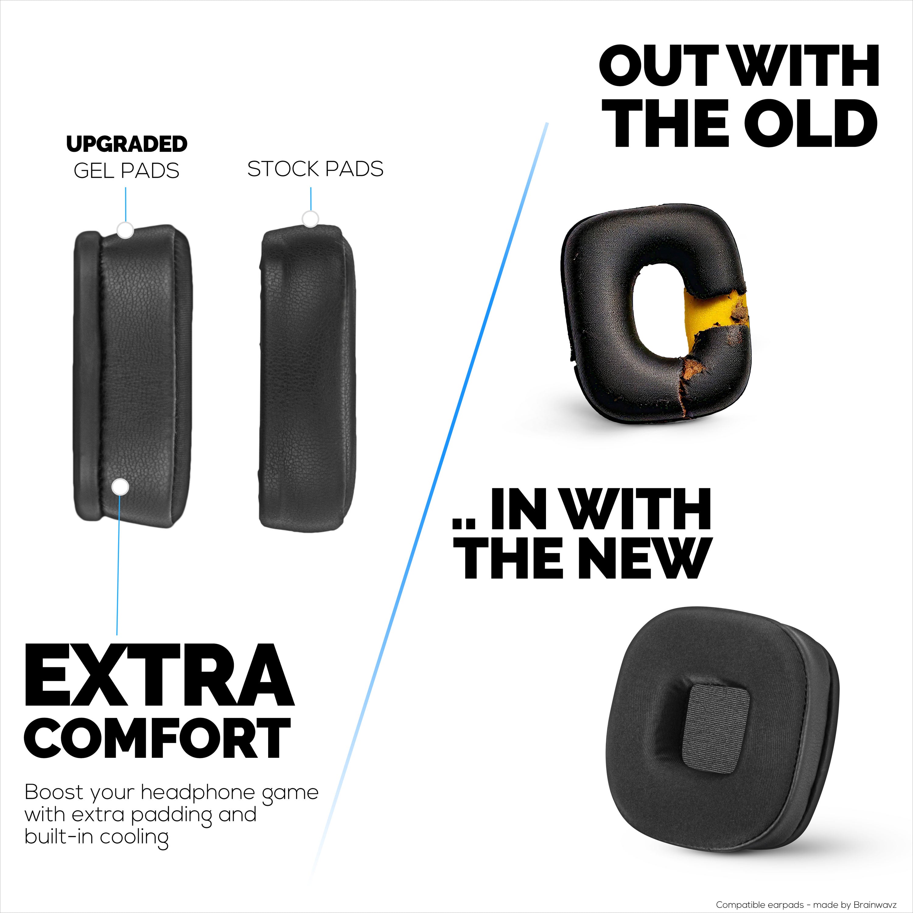 Hybrid Earpads for Marshall Major 4 Headphones, Cool Gel, PU Leather & Thicker Memory Foam For Additional Comfort