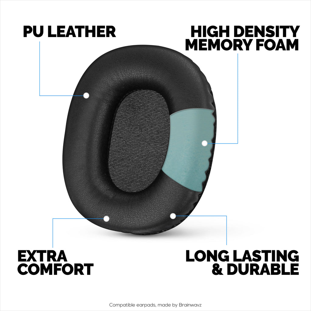 Replacement Earpads for Marshall Monitor / Monitor Bluetooth (1st Gen) Headphones, PU Leather, Memory Foam for Extra Comfort, Upgraded, Durable & Long Lasting Ear Cushion