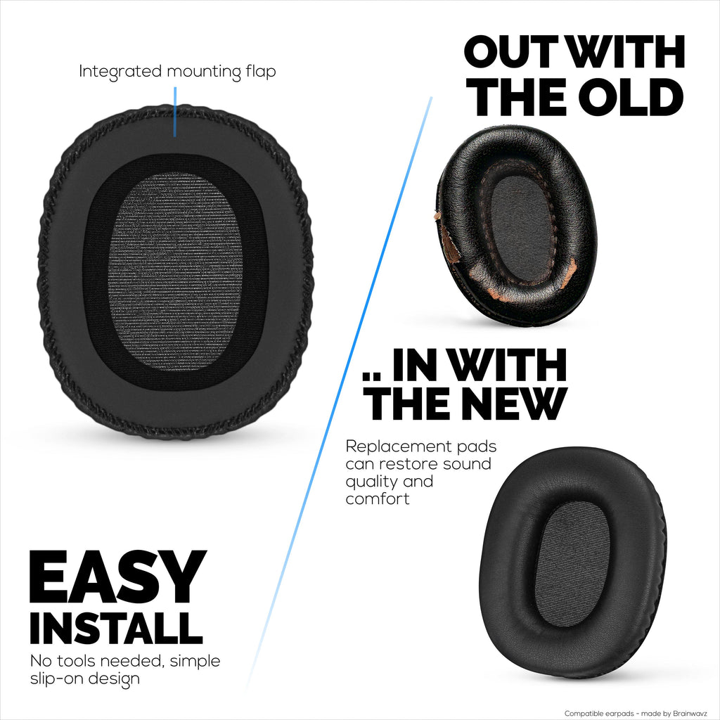 Replacement Earpads for Marshall Monitor / Monitor Bluetooth (1st Gen) Headphones, PU Leather, Memory Foam for Extra Comfort, Upgraded, Durable & Long Lasting Ear Cushion