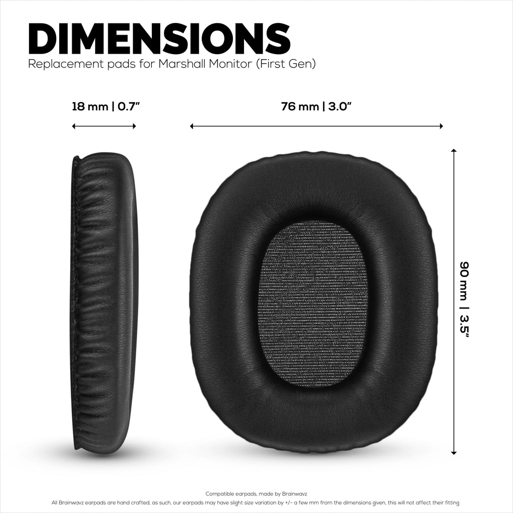 Replacement Earpads for Marshall Monitor / Monitor Bluetooth (1st Gen) Headphones, PU Leather, Memory Foam for Extra Comfort, Upgraded, Durable & Long Lasting Ear Cushion