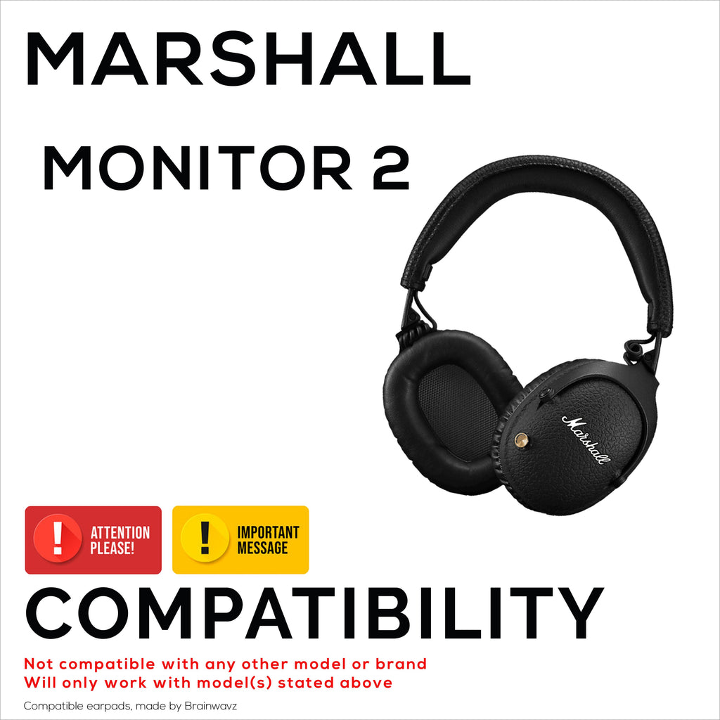 Replacement Earpads for Marshall Monitor 2 Headphones, PU Leather, Memory Foam for Extra Comfort, Upgraded, Durable & Long Lasting Ear Cushions