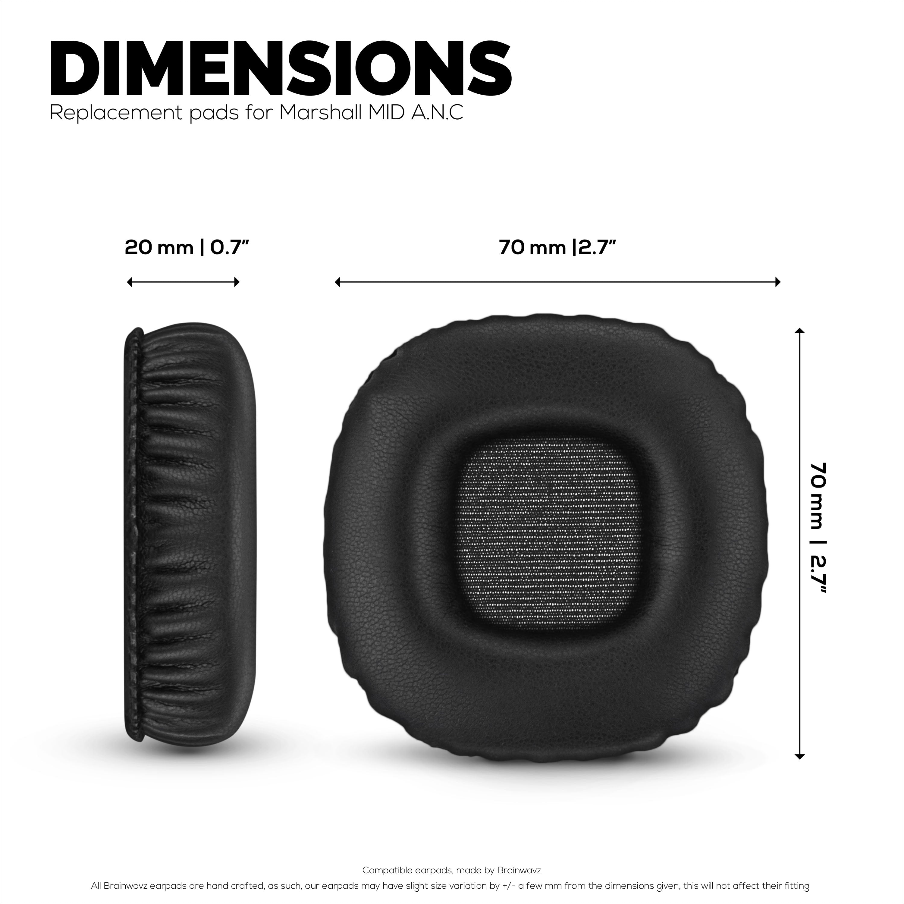 Replacement Earpads for Marshall MID-ANC Headphones, PU Leather, Memory Foam for Extra Comfort, Upgraded, Durable & Long Lasting Ear Cushions