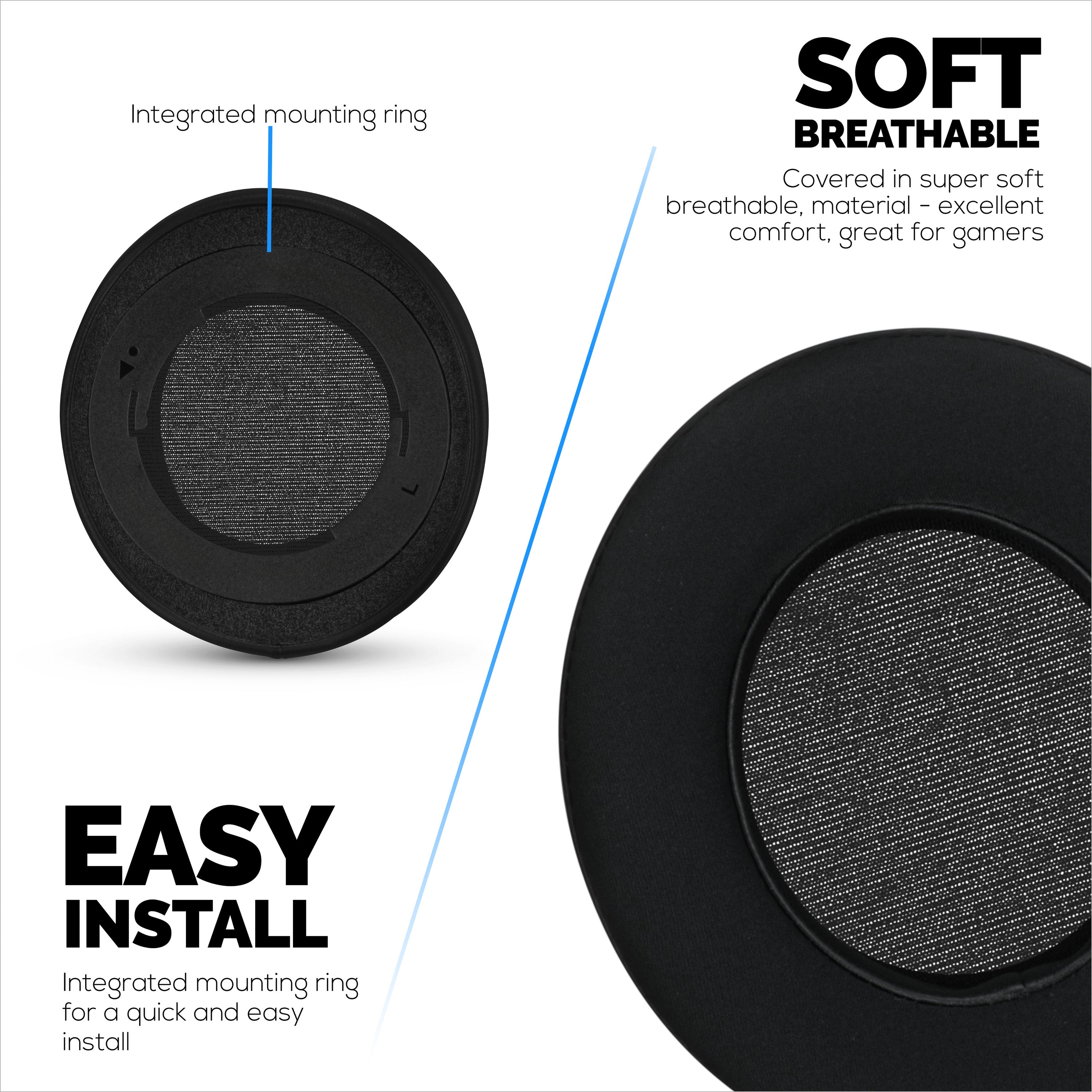 Hybrid Earpads for Razer Kraken PRO V2 7.1 Headphones, Cool Gel, PU Leather & Thicker Memory Foam