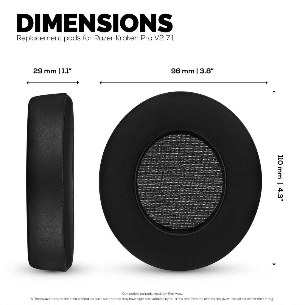 Hybrid Earpads for Razer Kraken PRO V2 7.1 Headphones, Cool Gel, PU Leather & Thicker Memory Foam