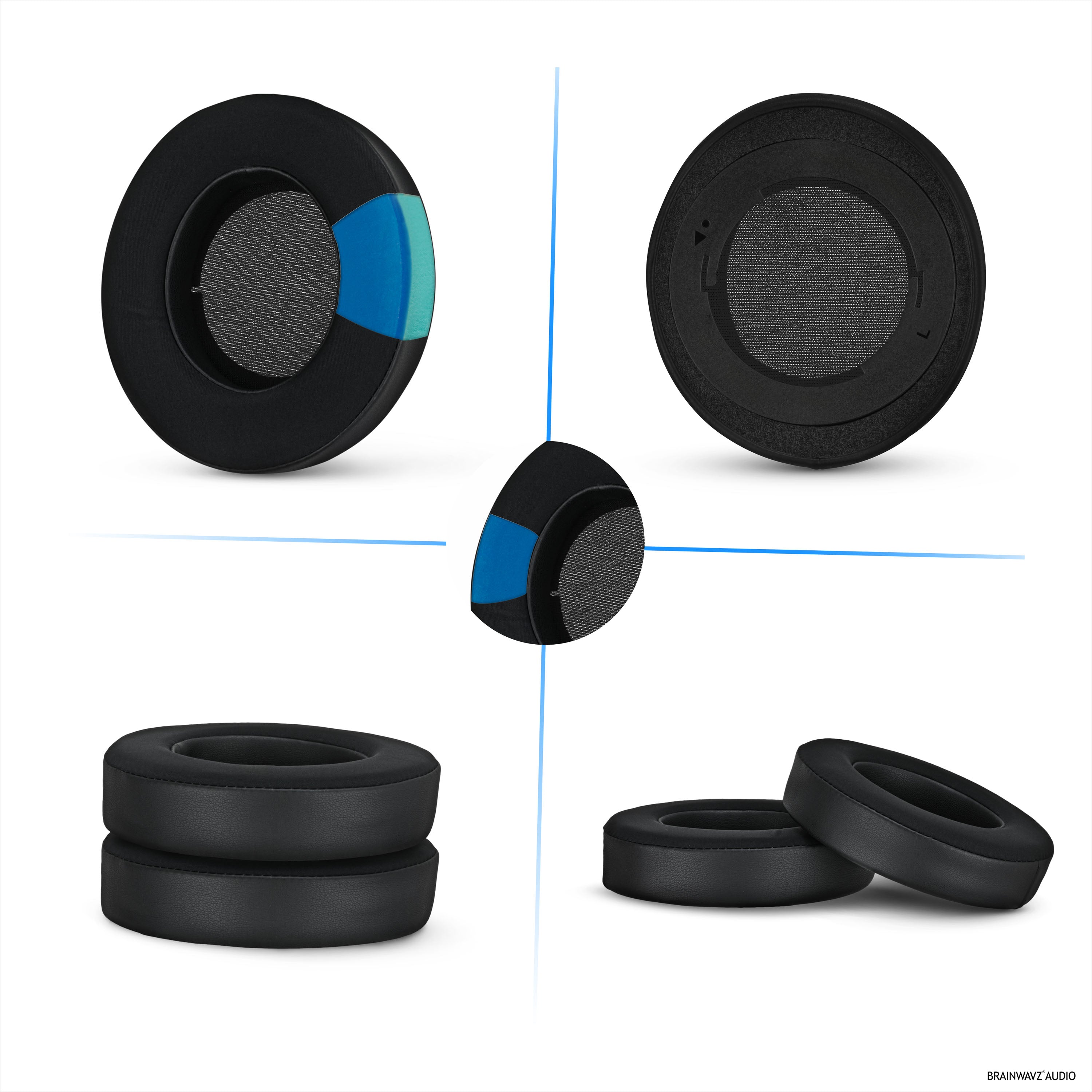 Hybrid Earpads for Razer Kraken PRO V2 7.1 Headphones, Cool Gel, PU Leather & Thicker Memory Foam