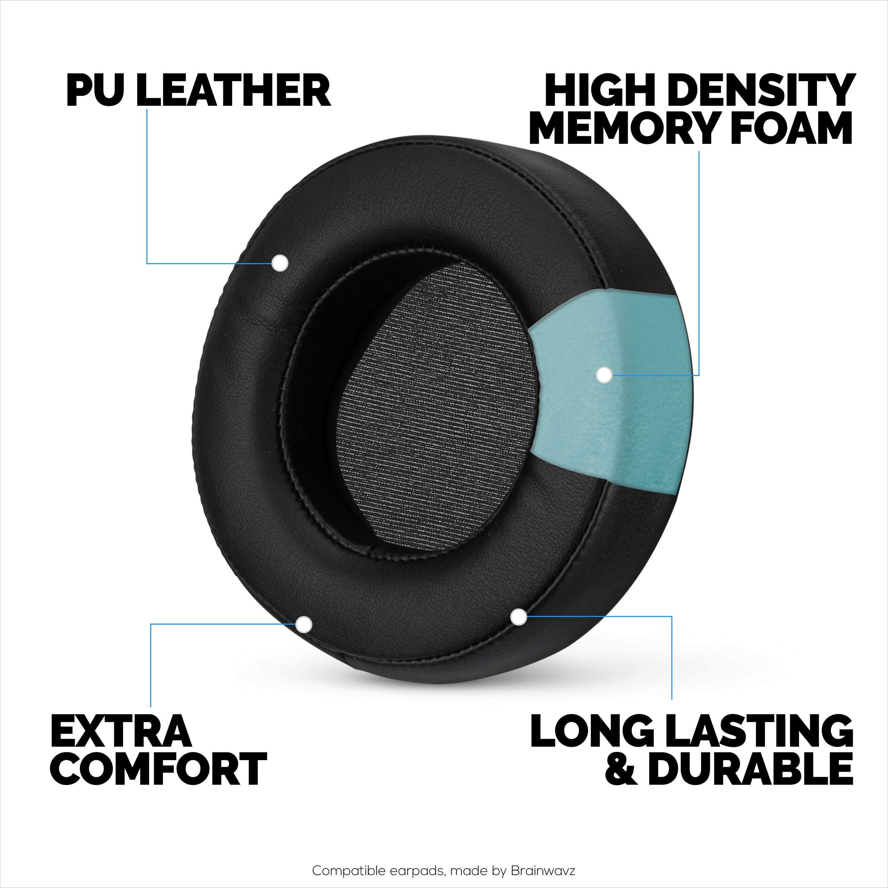 Replacement Earpads for Razer MANO'WAR 7.1, PU Leather, Memory Foam for Extra Comfort,