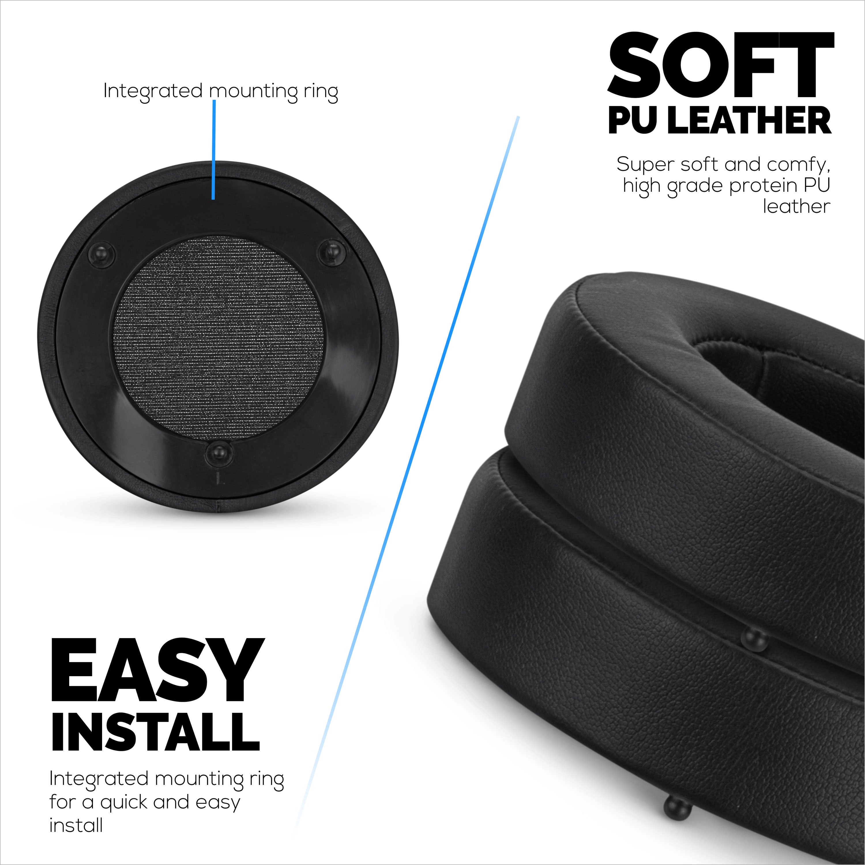 Replacement Earpads for Razer MANO'WAR 7.1, PU Leather, Memory Foam for Extra Comfort,
