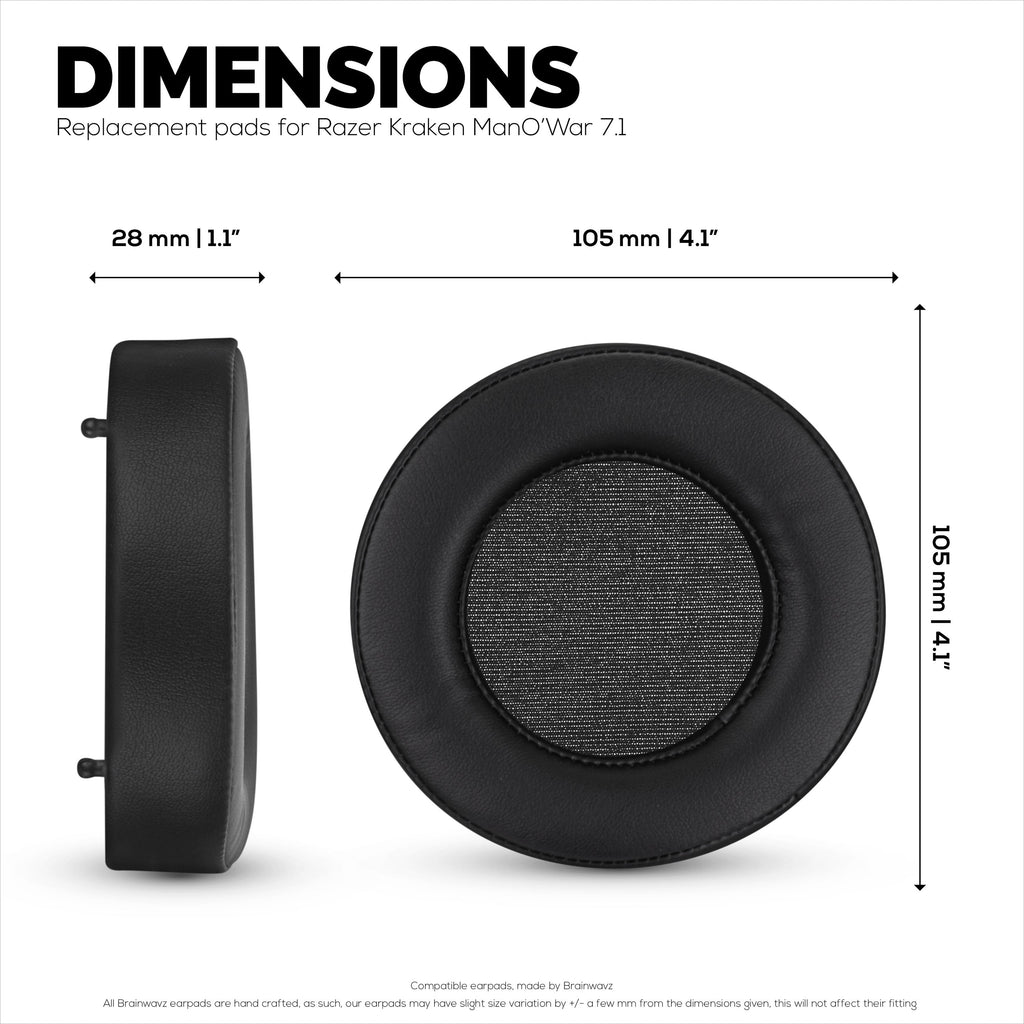 Replacement Earpads for Razer MANO'WAR 7.1, PU Leather, Memory Foam for Extra Comfort,