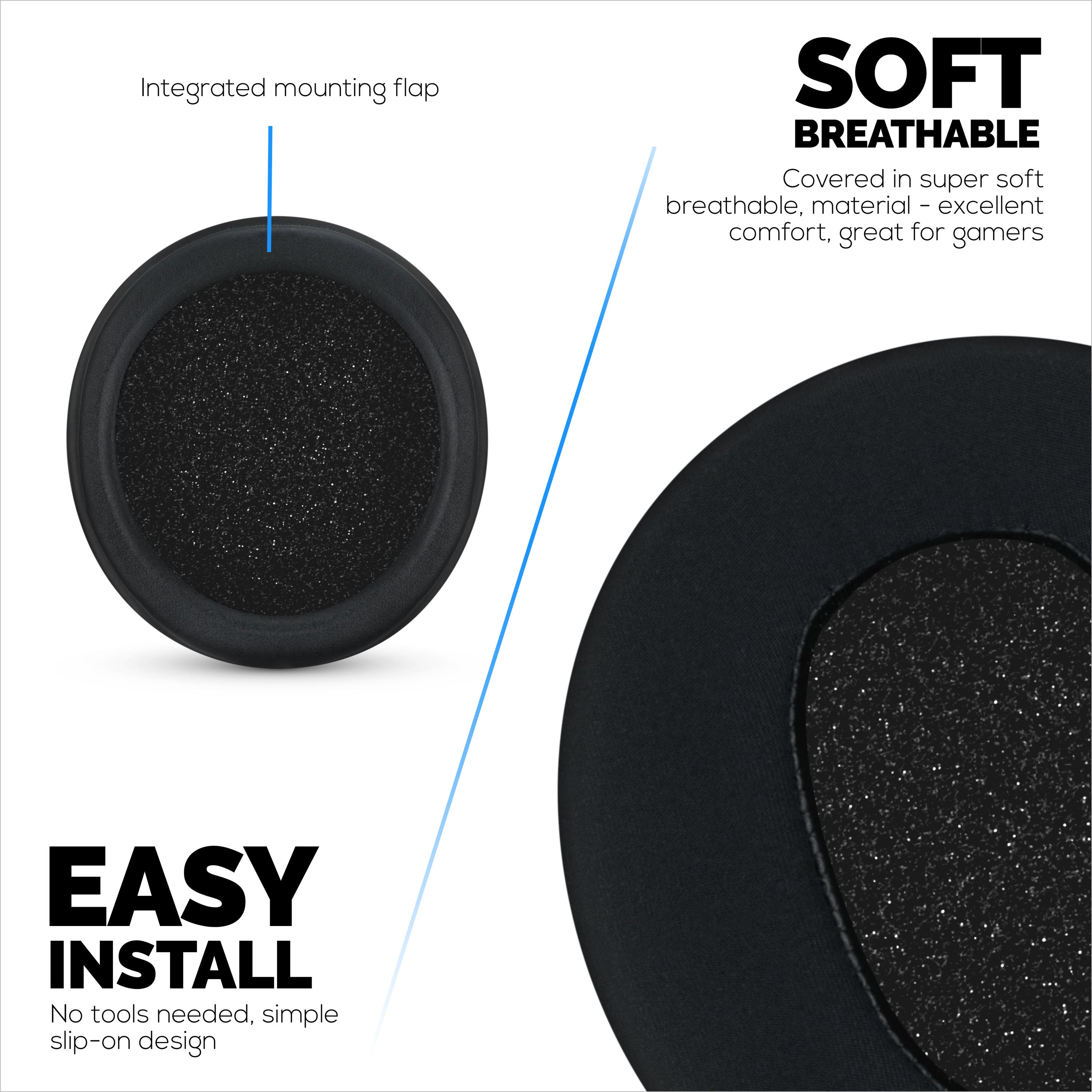 Hybrid Earpads for Razer Kraken PRO V3 Headphones, Cool Gel, PU Leather & Thicker Memory Foam