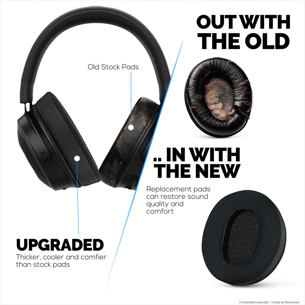 Hybrid Earpads for Razer Kraken PRO V3 Headphones, Cool Gel, PU Leather & Thicker Memory Foam
