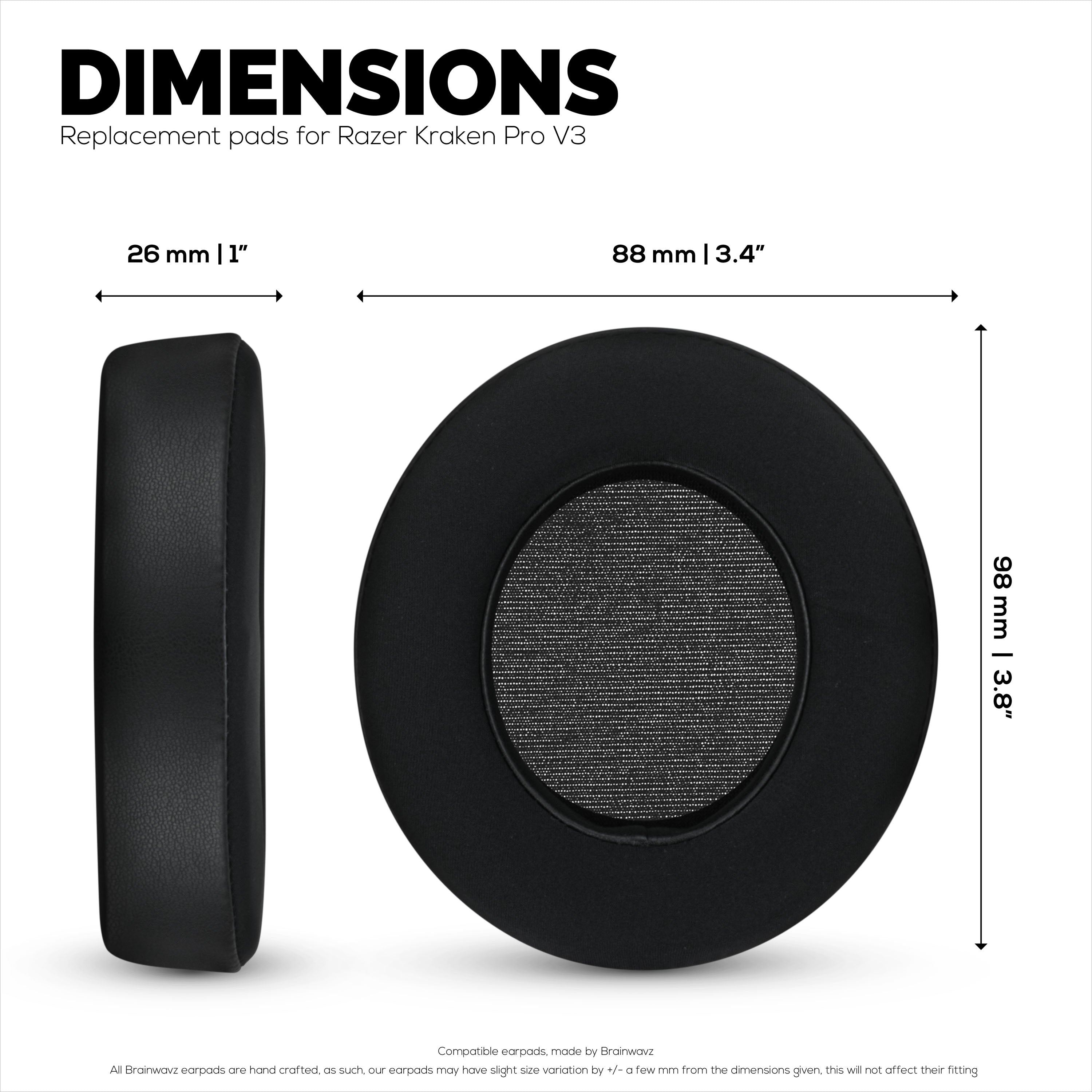 Hybrid Earpads for Razer Kraken PRO V3 Headphones, Cool Gel, PU Leather & Thicker Memory Foam