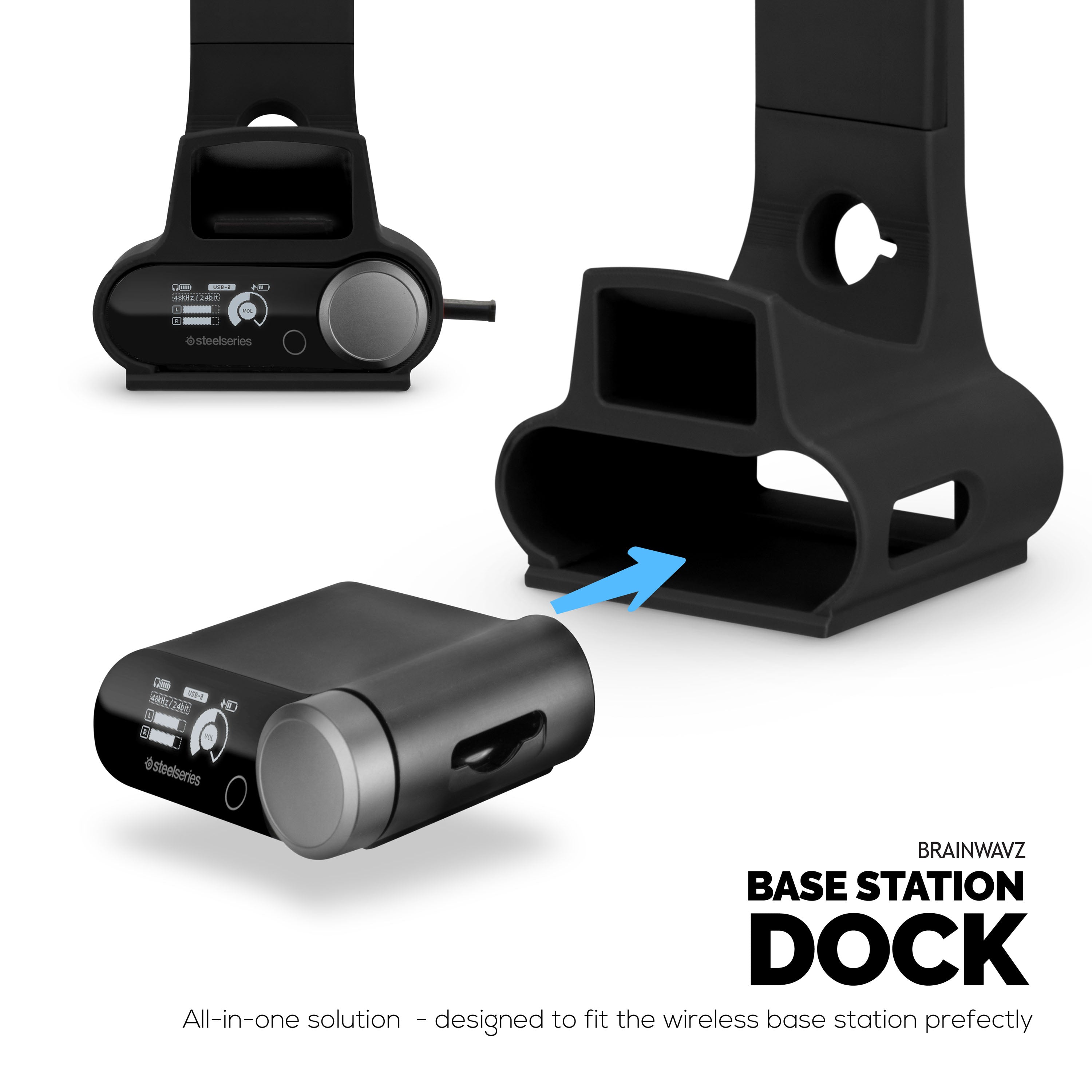 Headphone & Game Controller Stand Designed for Steelseries Arctis Nova Pro Wireless Headsets with Dock for the Wireless Base Station
