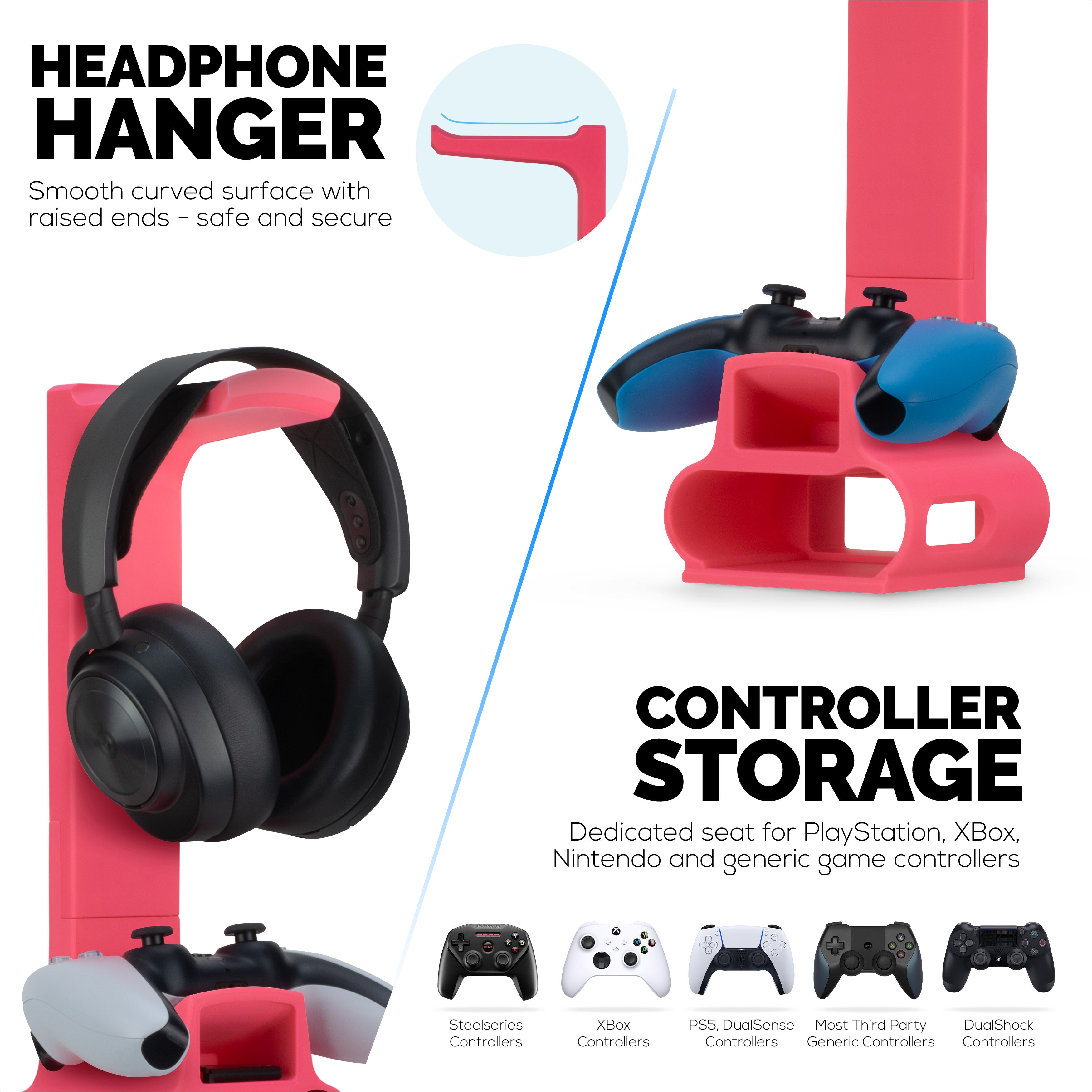 Headphone & Game Controller Stand Designed for Steelseries Arctis Nova Pro Wireless Headsets with Dock for the Wireless Base Station