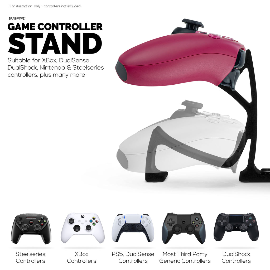 Desktop Game Controller Stand - Holds 4 Controllers, Gamepad Stand for PS5, Xbox, PlayStation, Nintendo, Legacy, Retro & More