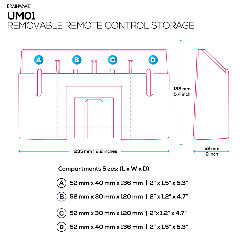Universal Remote Control Holder – Removable Wall & Under-Desk Mount for TV, DVD, Streaming, AC Remotes & More – Space-Saving Organizer