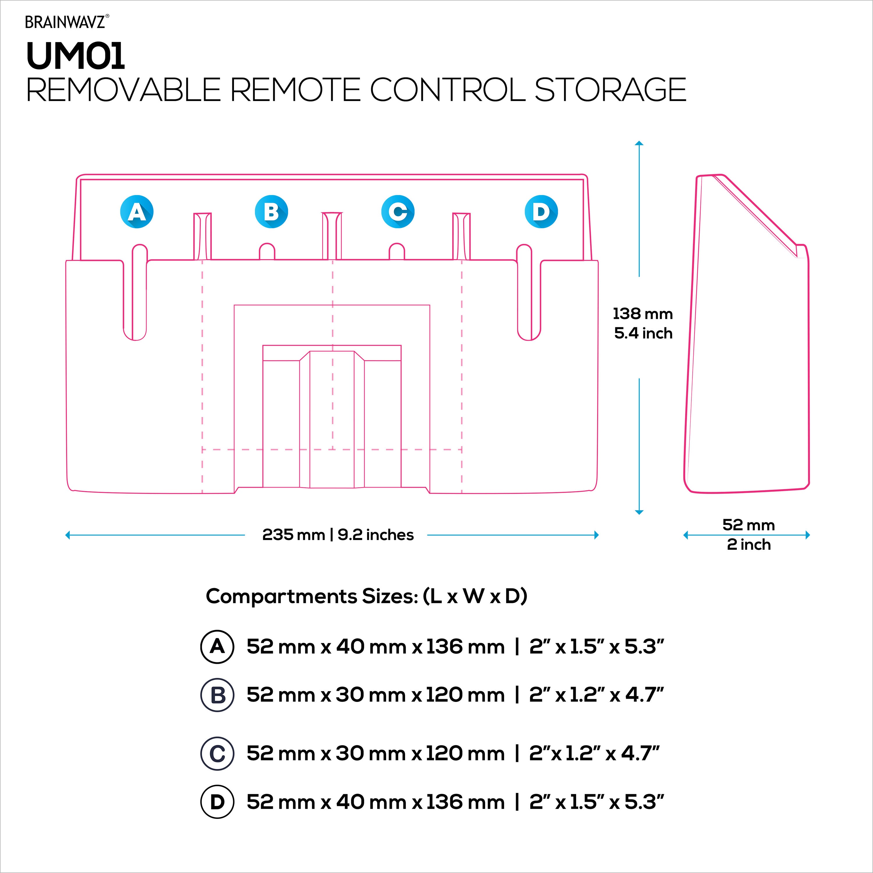 Universal Remote Control Holder – Removable Wall & Under-Desk Mount for TV, DVD, Streaming, AC Remotes & More – Space-Saving Organizer