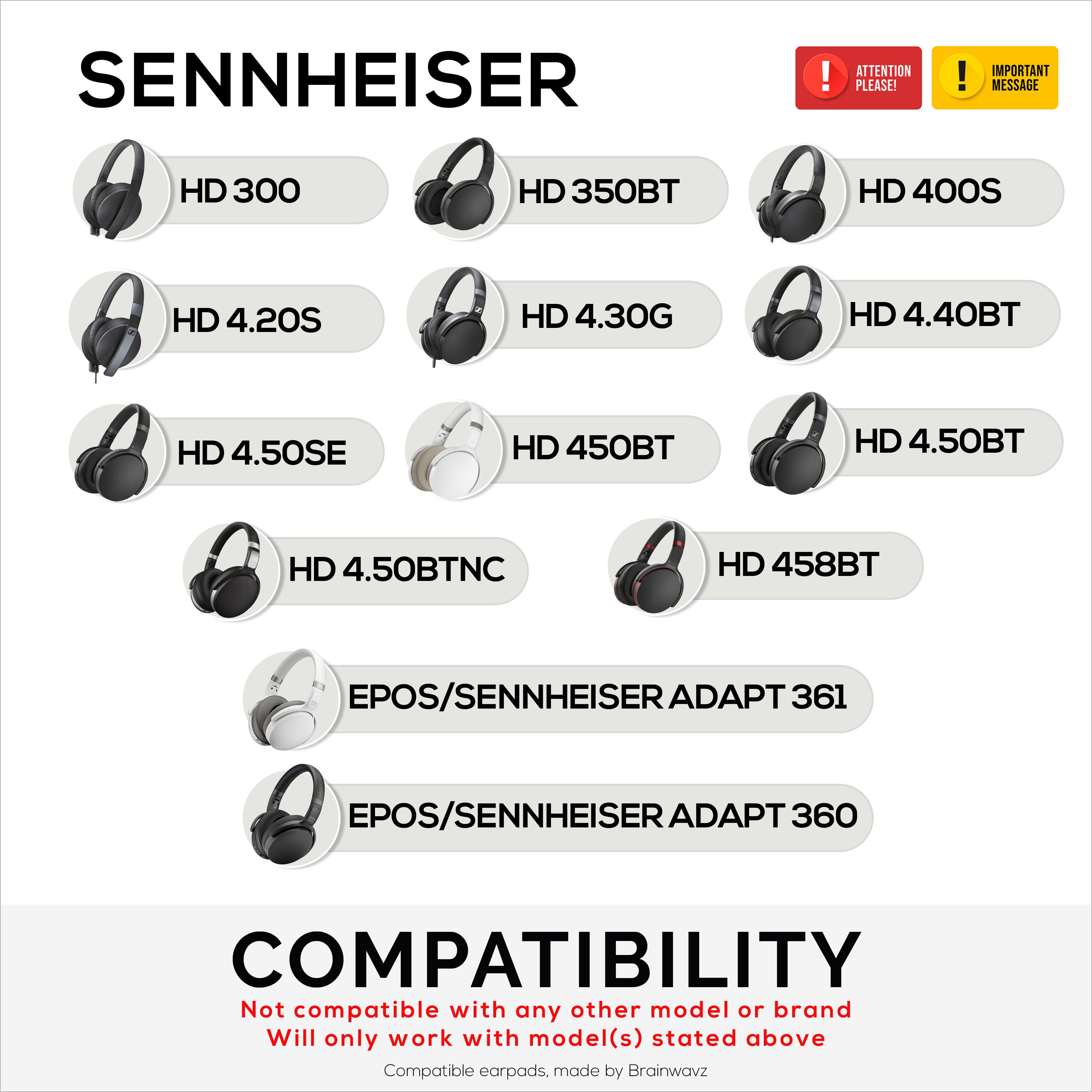 Replacement Hybrid Earpads for Sennheiser HD4.50BT HD4.50BTNC HD450BT HD4.50SE HD4.40BT HD4.30G HD4.20S HD458BT HD450 HD400S HD 350BT. PU Leather Velour  Memory Foam