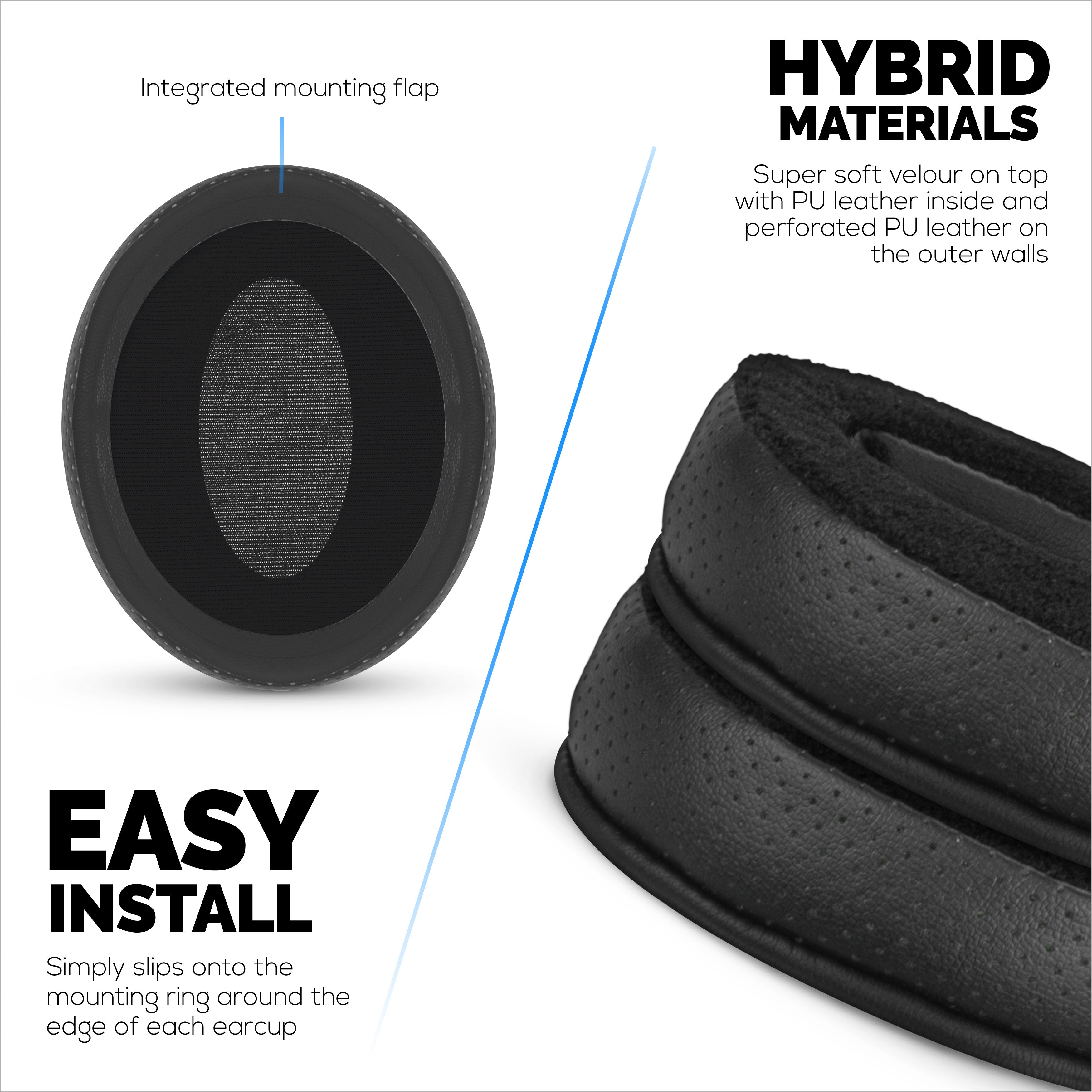 Replacement Hybrid Earpads for Sennheiser HD4.50BT HD4.50BTNC HD450BT HD4.50SE HD4.40BT HD4.30G HD4.20S HD458BT HD450 HD400S HD 350BT. PU Leather Velour  Memory Foam