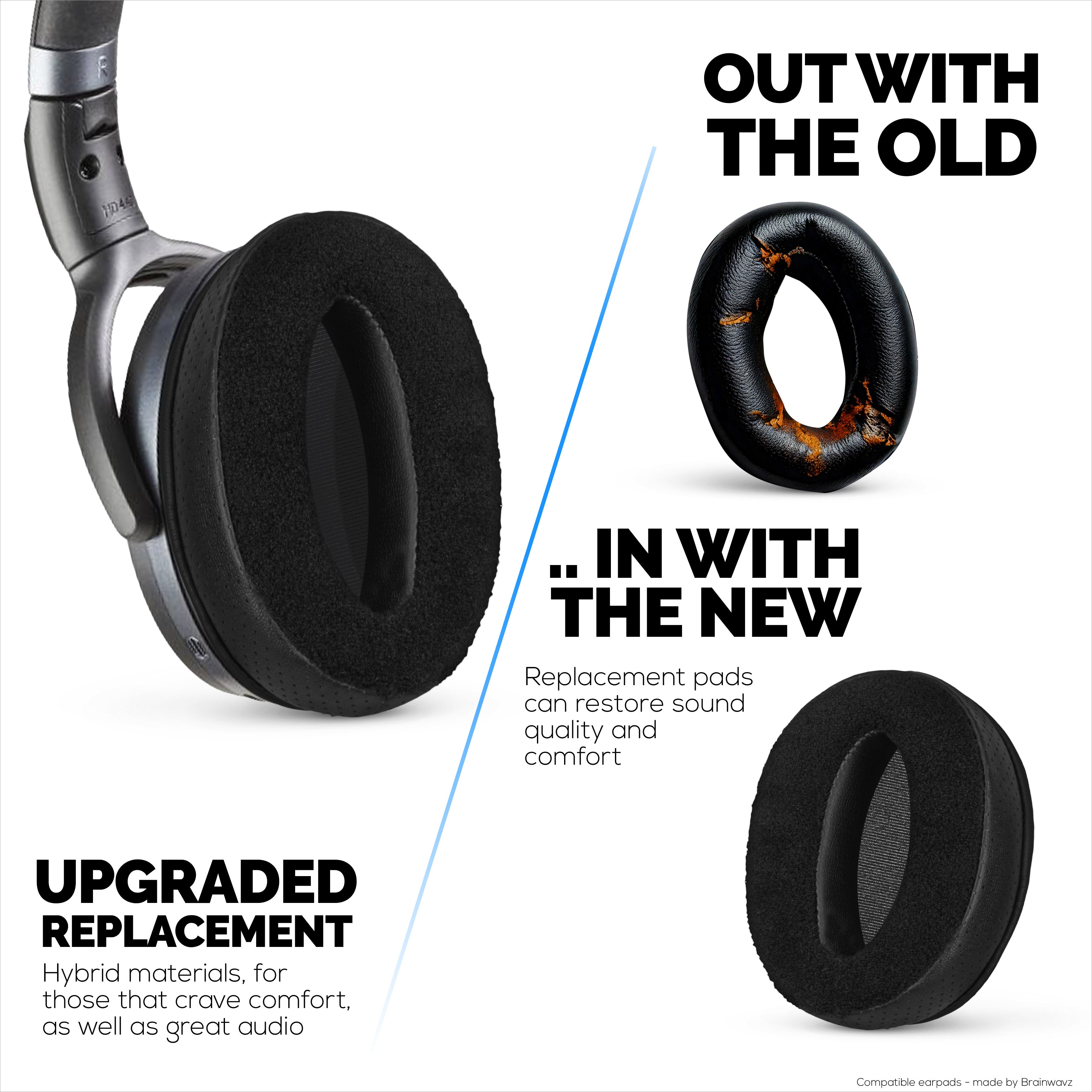 Replacement Hybrid Earpads for Sennheiser HD4.50BT HD4.50BTNC HD450BT HD4.50SE HD4.40BT HD4.30G HD4.20S HD458BT HD450 HD400S HD 350BT. PU Leather Velour  Memory Foam