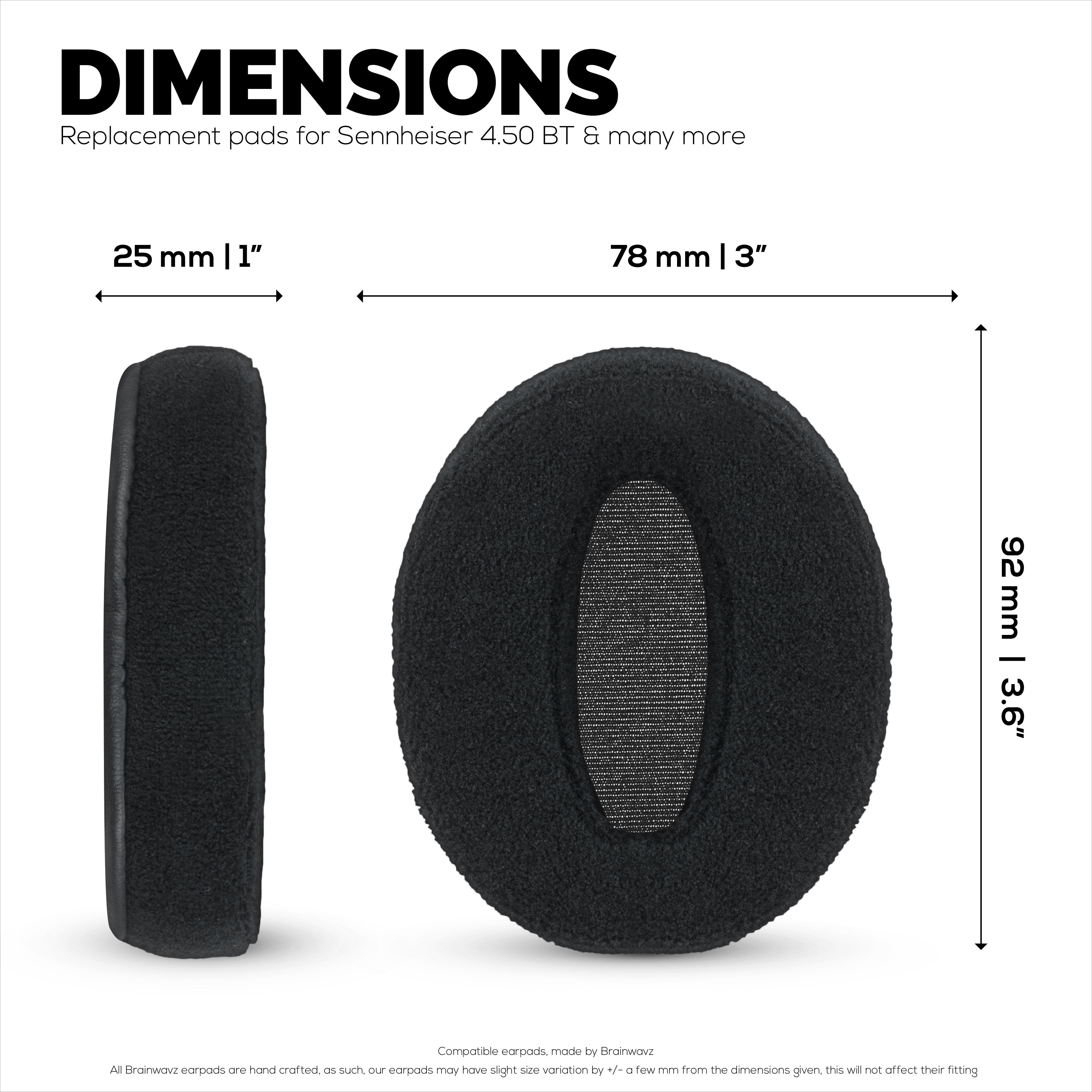 Replacement Velour Earpads for Sennheiser HD4.50BT HD4.50BTNC HD450BT HD4.50SE HD4.40BT HD4.30G HD4.20S HD458BT HD450 HD400S HD 350BT. Soft Velour & Memory