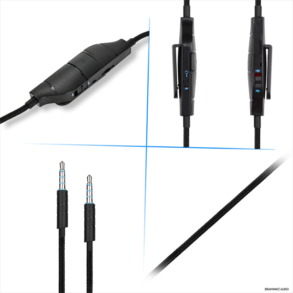Replacement Audio Cable Compatible with Logitech G633, G635, G933, G935 – Inline Mic/Remote with Mute & Volume Control – Nylon Braided Gaming Headset Cord