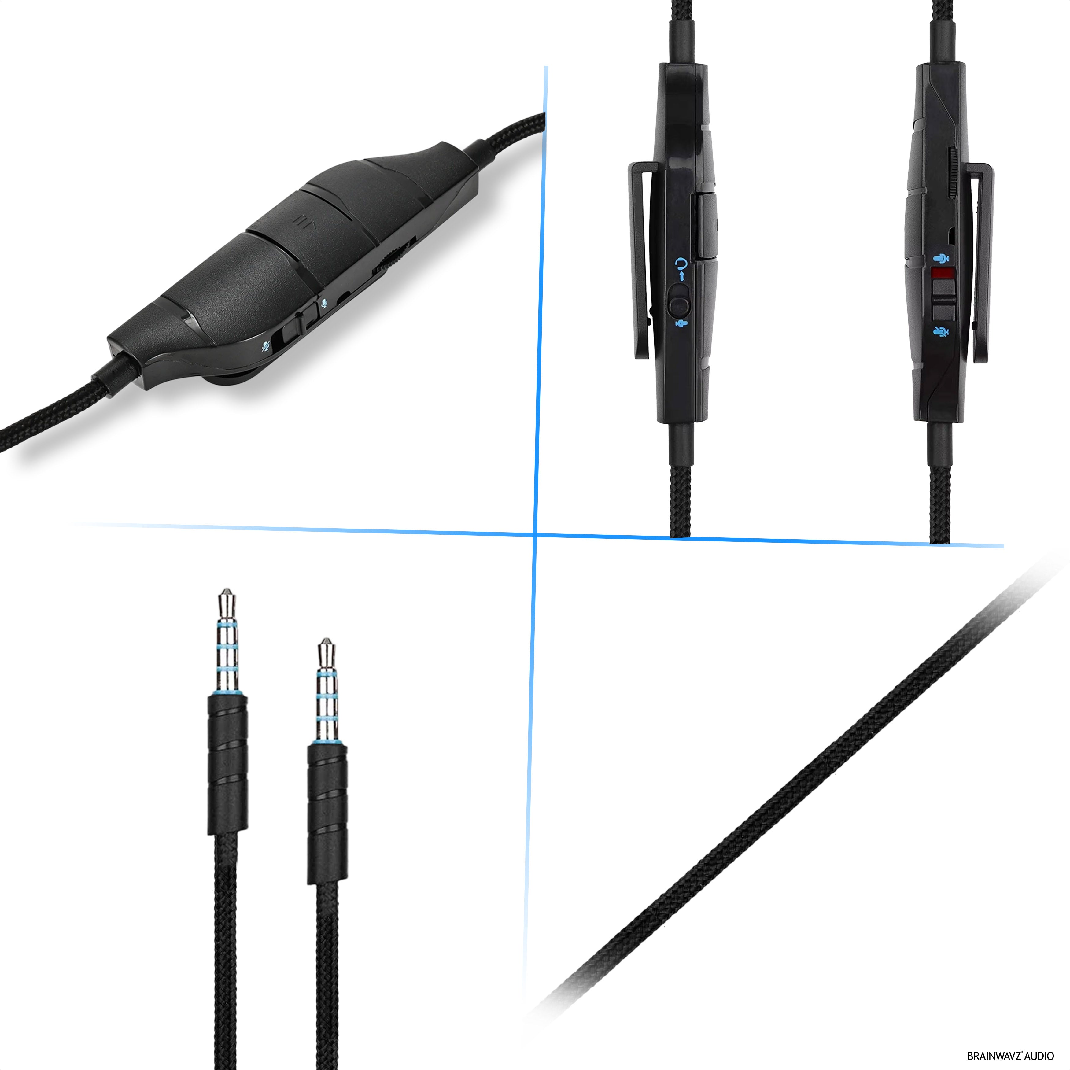 Replacement Audio Cable Compatible with Logitech G633, G635, G933, G935 – Inline Mic/Remote with Mute & Volume Control – Nylon Braided Gaming Headset Cord