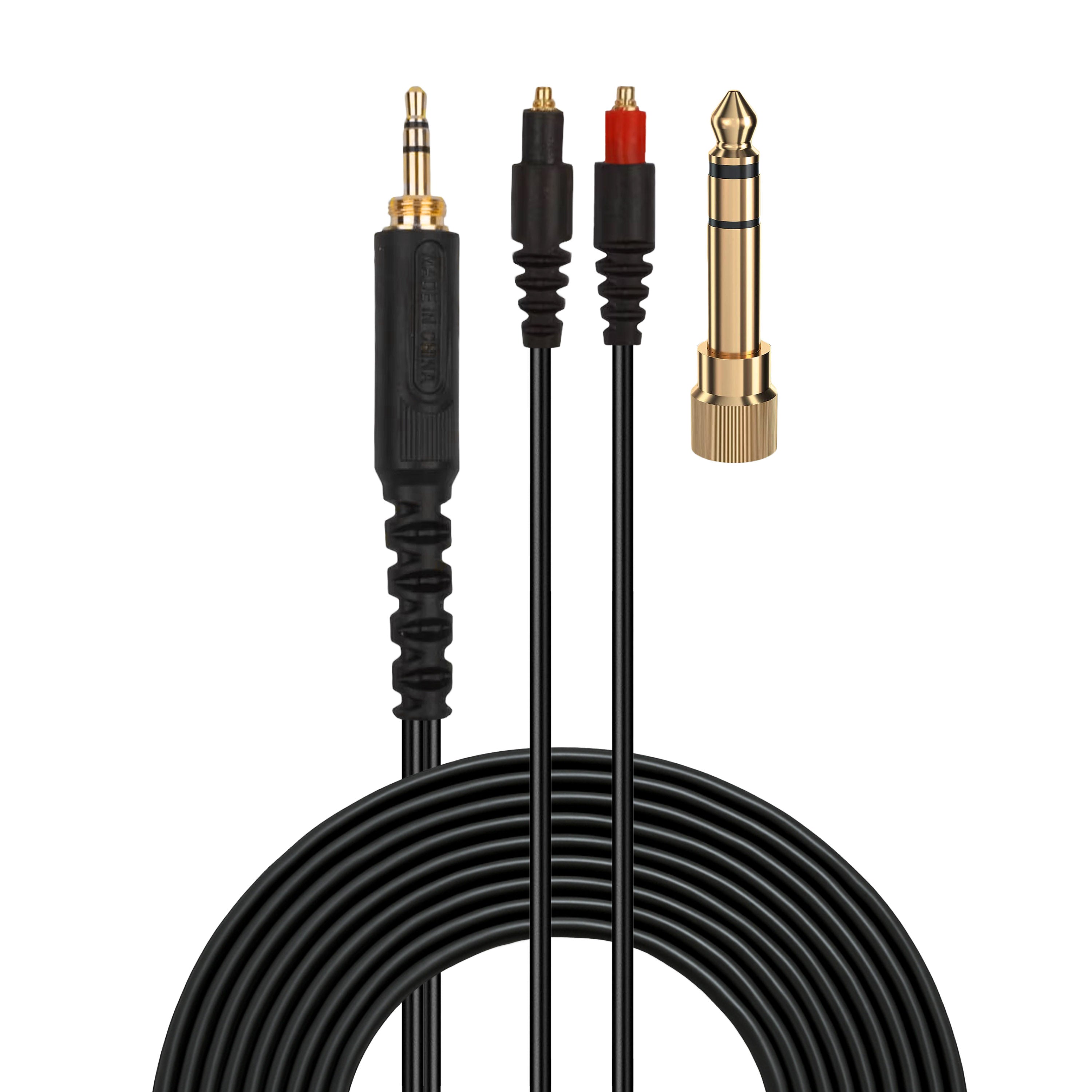 Replacement Audio Cable Compatible with Shure SRH1440, SRH1540, SRH1840 Headsets – MMCX to 3.5mm Gold-Plated Connectors with 6.5mm Adapter