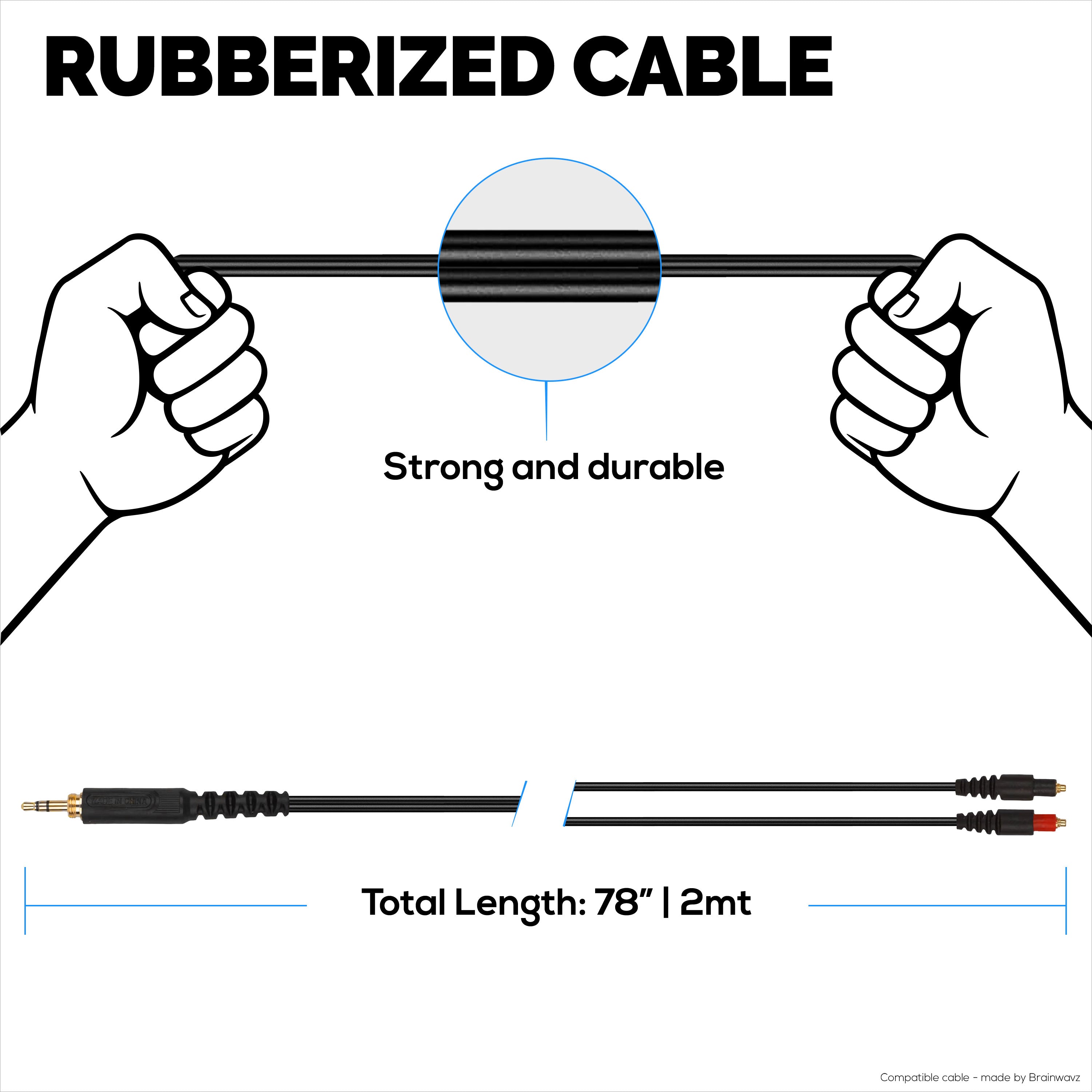 Replacement Audio Cable Compatible with Shure SRH1440, SRH1540, SRH1840 Headsets – MMCX to 3.5mm Gold-Plated Connectors with 6.5mm Adapter