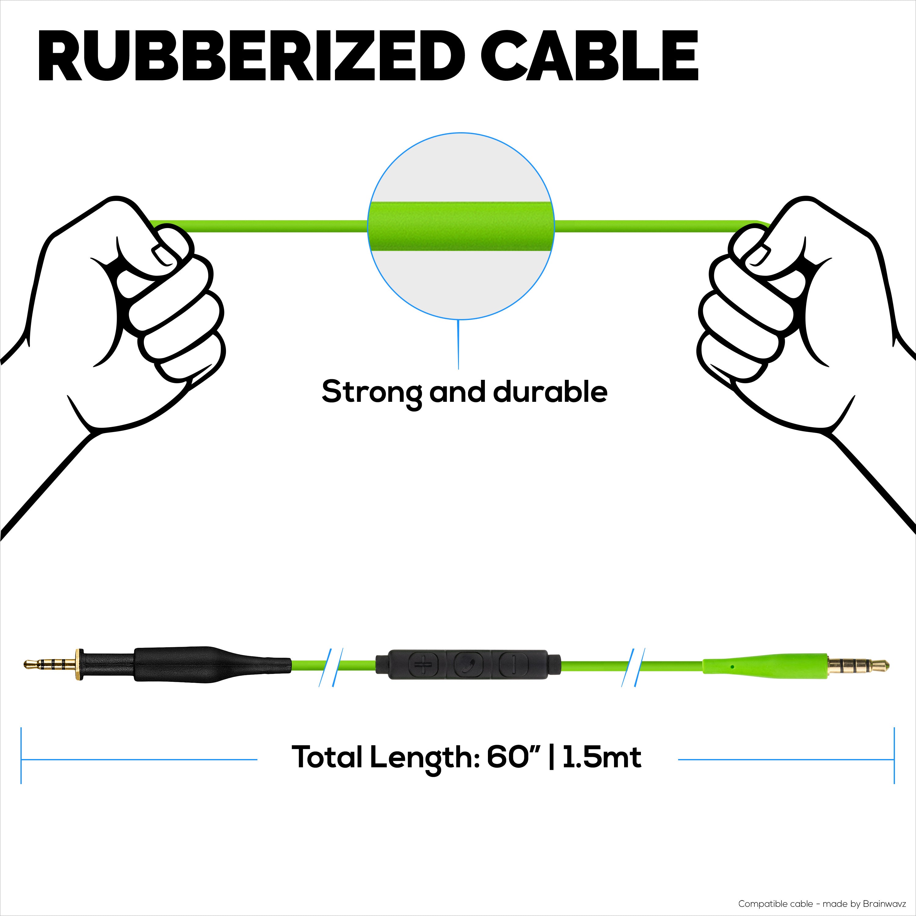 Replacement Audio Cable Compatible with AKG K430 K450 K451 K452 K480 & Q460 – In-Line Remote