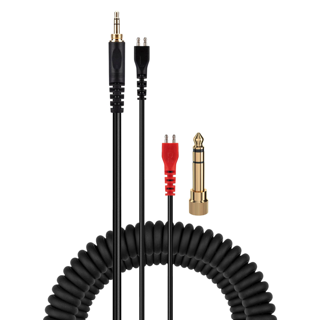 Coiled Replacement Audio Cable Compatible with Sennheiser HD25, HD560, HD540, HD480, HD430, HD414 &  HD250 Headsets -  3.5mm Gold Plated Jacks